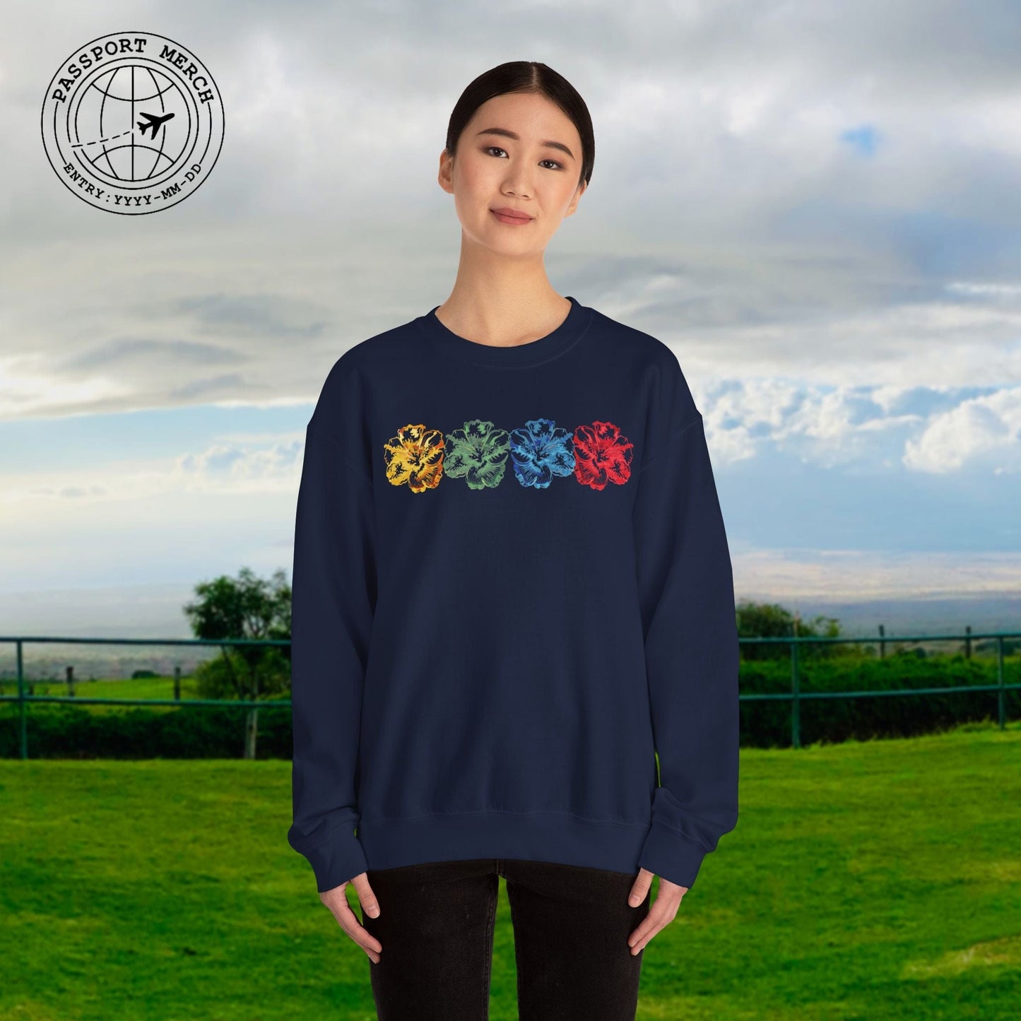Neon Hibiscus, Hawaii Crewneck