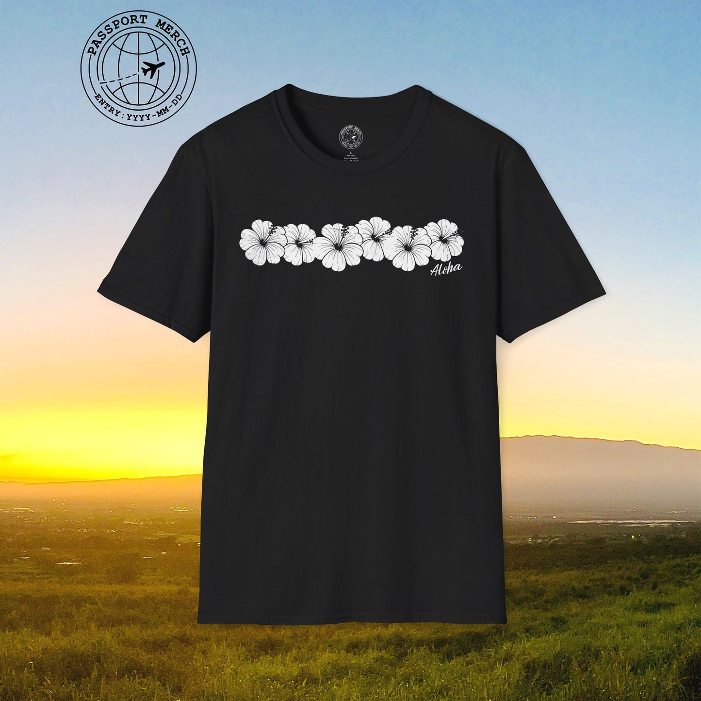 Monochrome Hibiscus, Hawaii T-Shirt