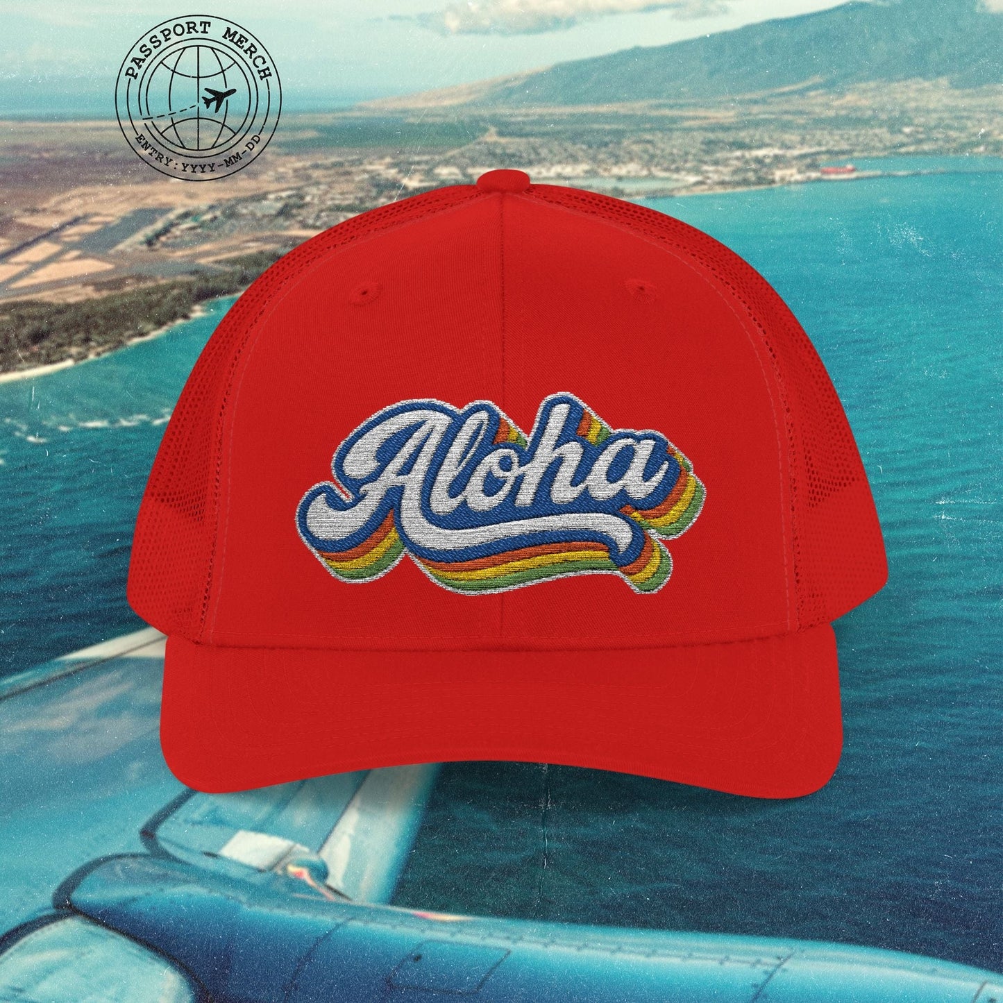 Classic 70s, Aloha, Hawaii Embroidered Trucker Hat