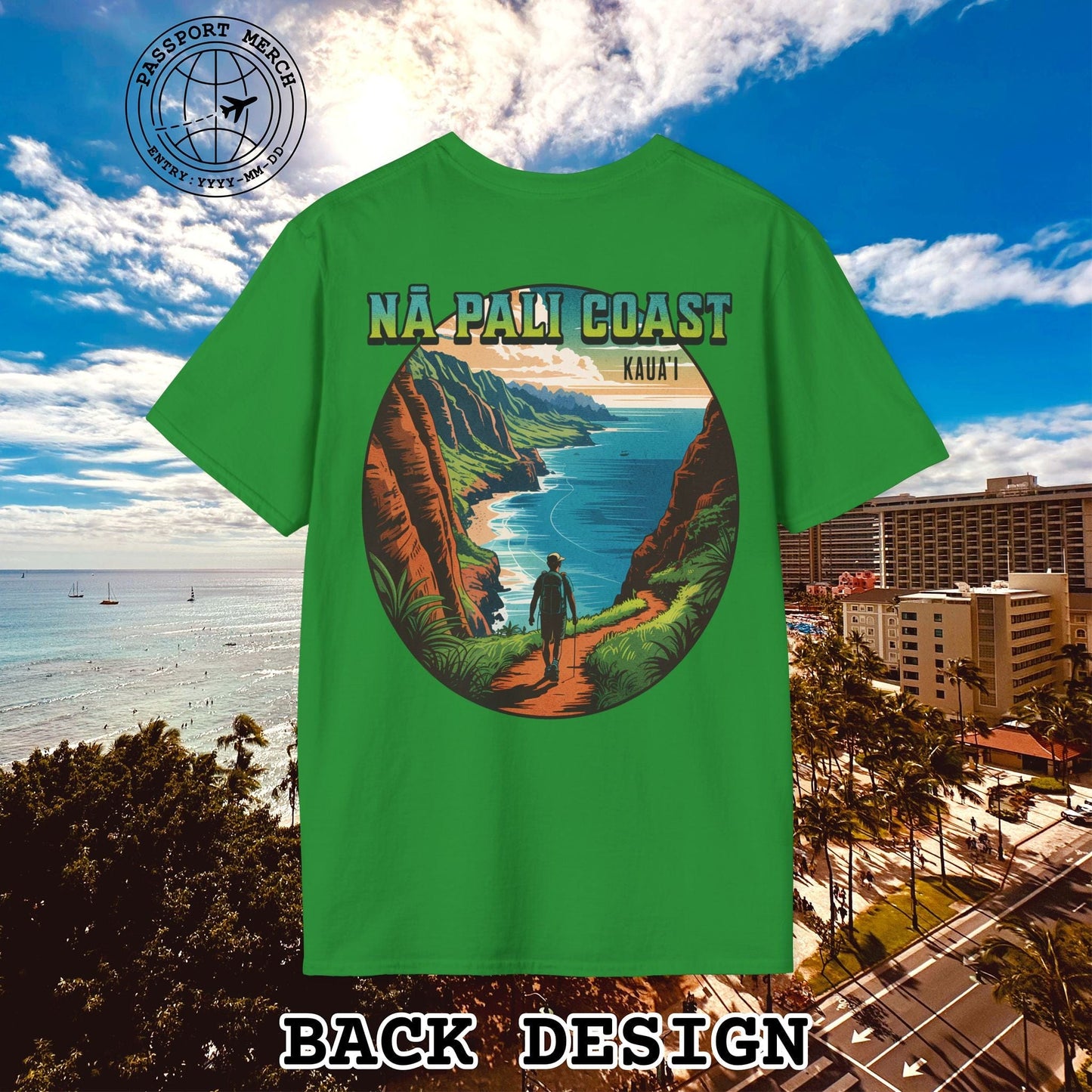 Napali Coast, Kauai, Hawaii, Back Print T-Shirt