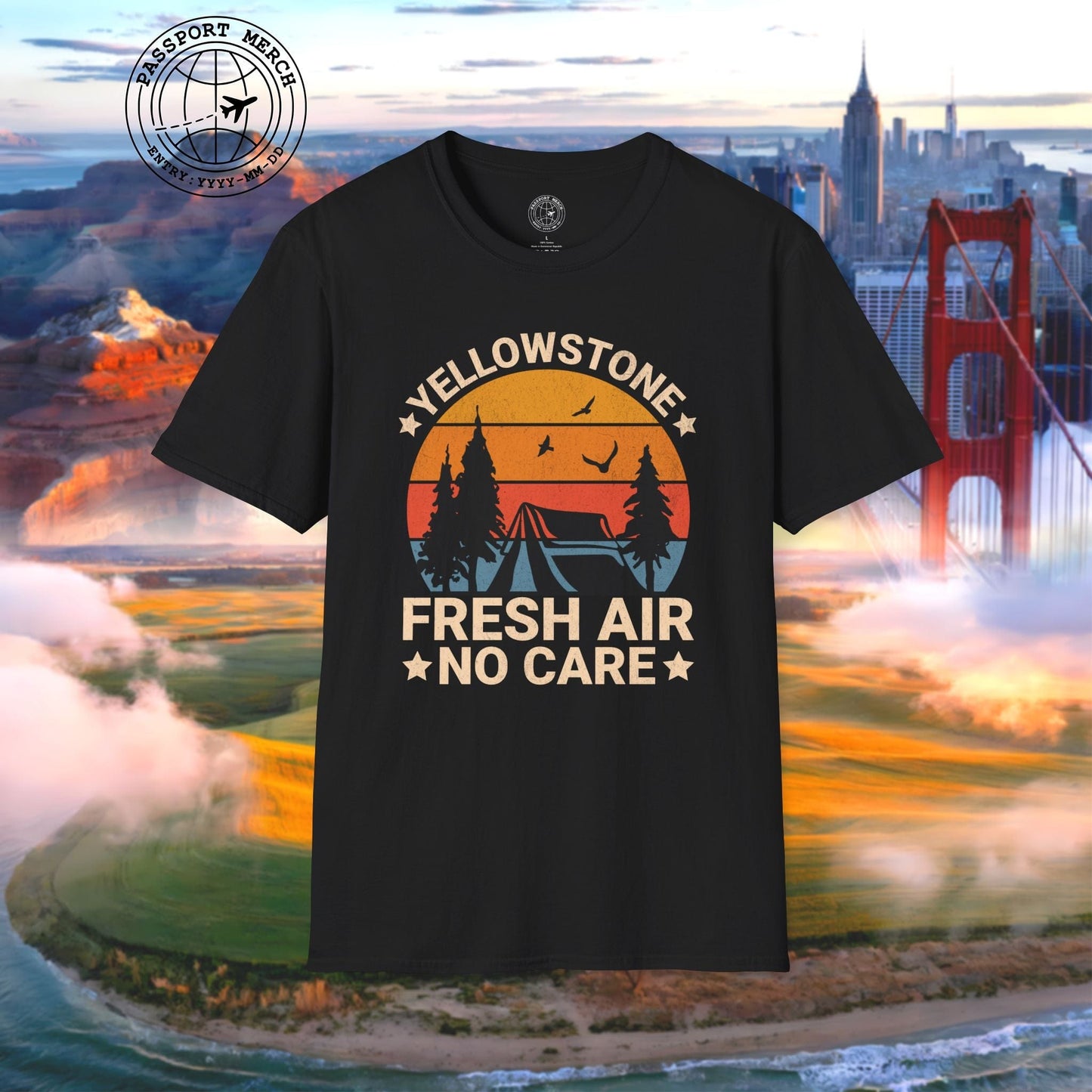 Yellowstone Fresh Air No Care Wyoming T-Shirt