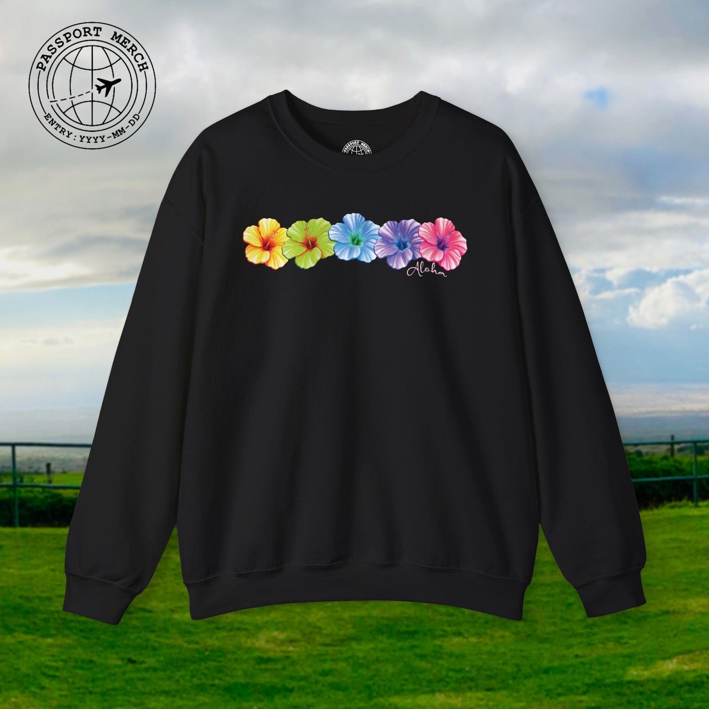 Five Vibrant Hibiscus, Hawaii Crewneck