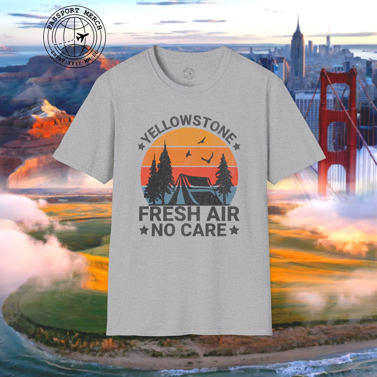 Yellowstone Fresh Air No Care Wyoming T-Shirt