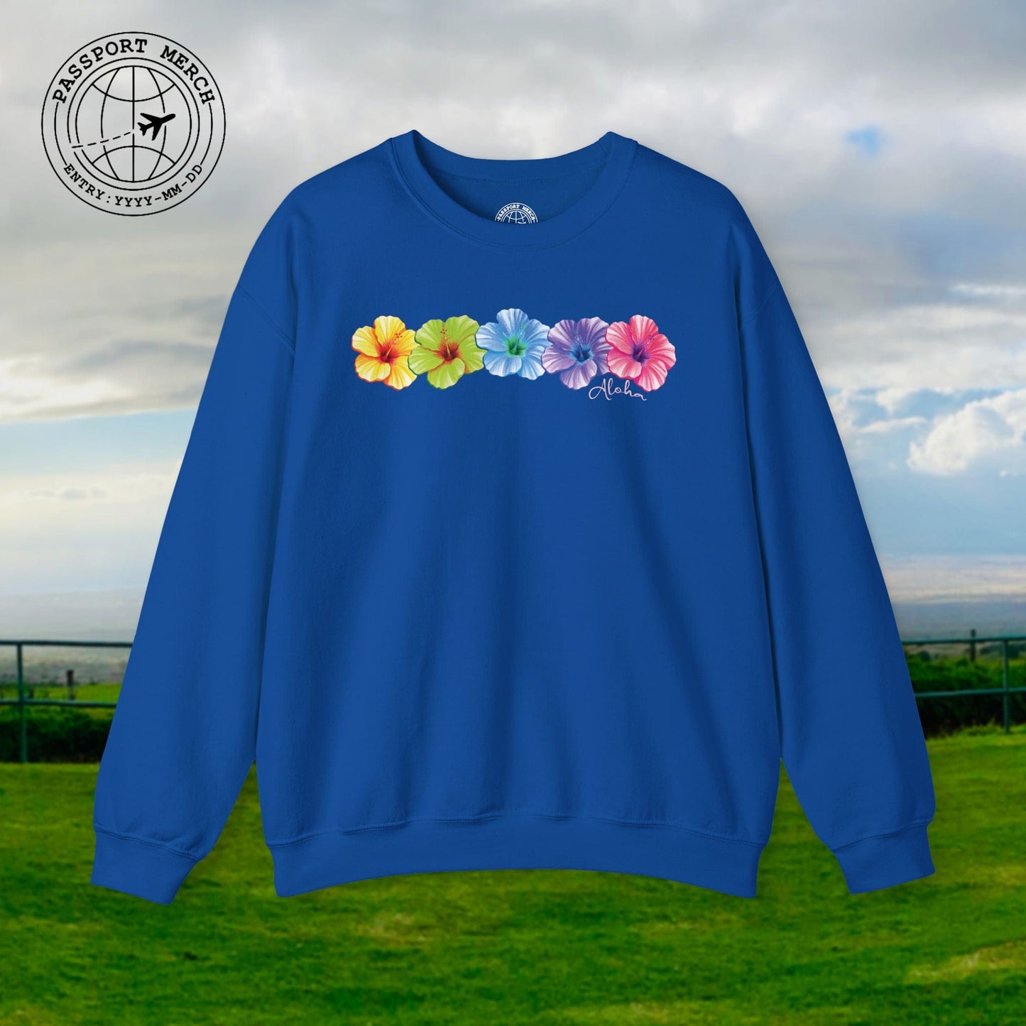 Five Vibrant Hibiscus, Hawaii Crewneck
