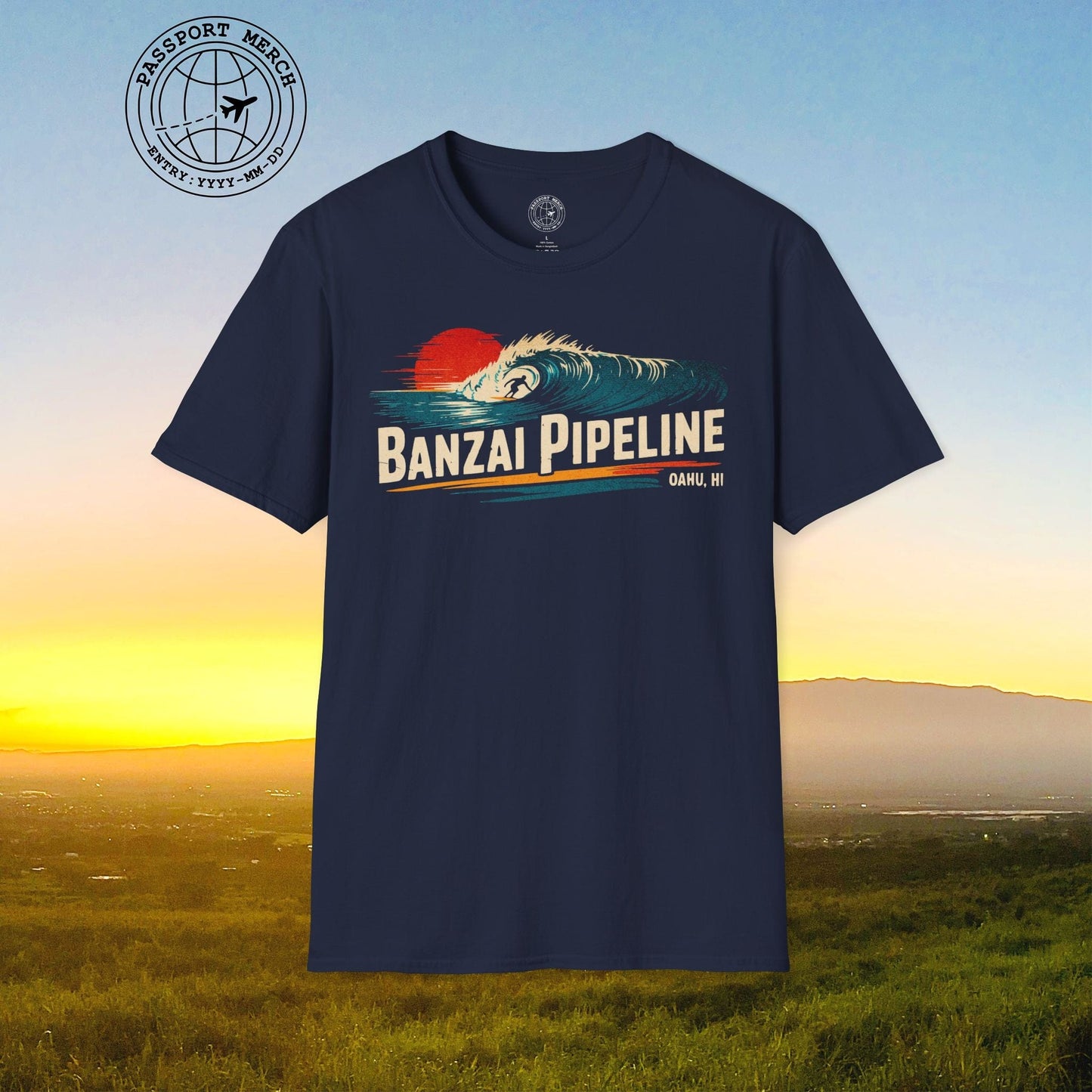 Banzai Pipeline, Oahu, Hawaii - Vibrant Surf Retro T-Shirt