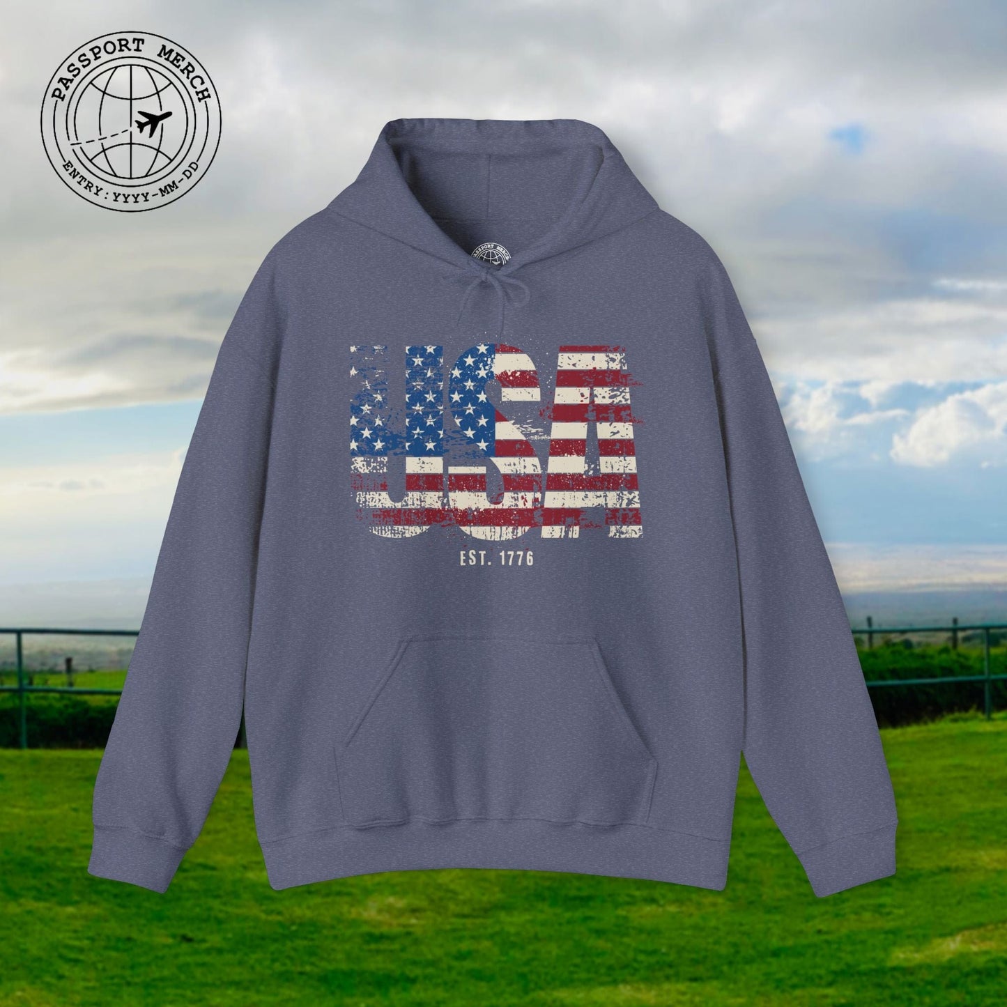 Vintage Distressed USA Letter Flag Hoodie