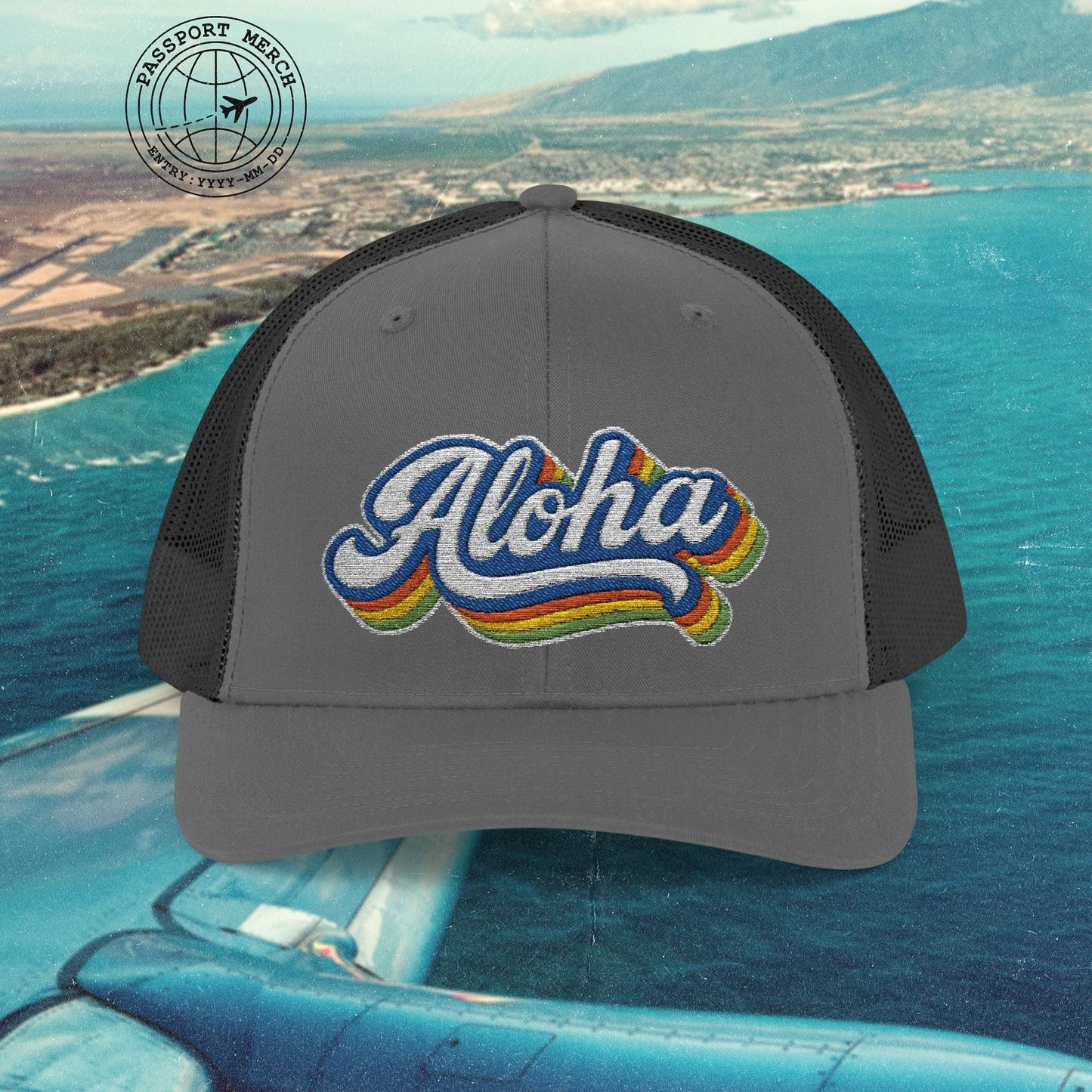Classic 70s, Aloha, Hawaii Embroidered Trucker Hat