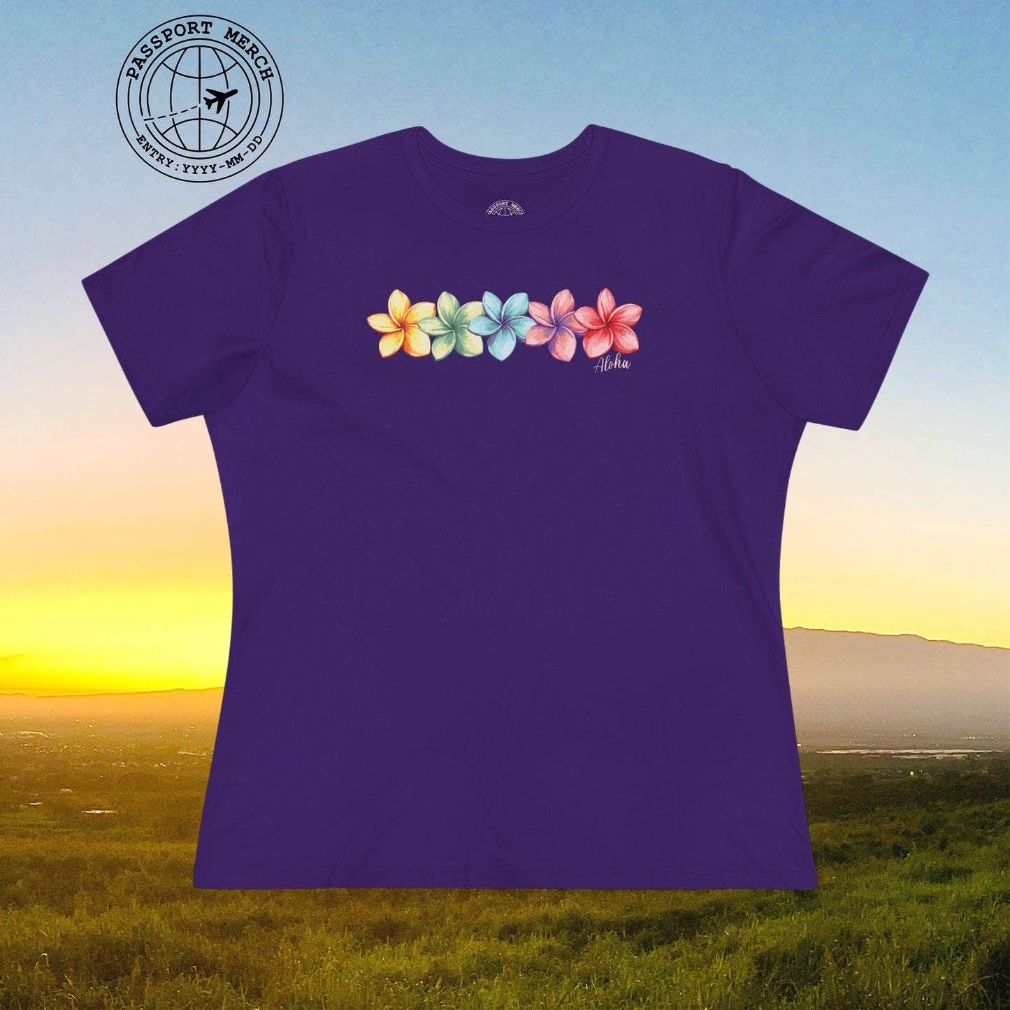 Five Vibrant Plumerias, Hawaii, Womens Fit T-Shirt