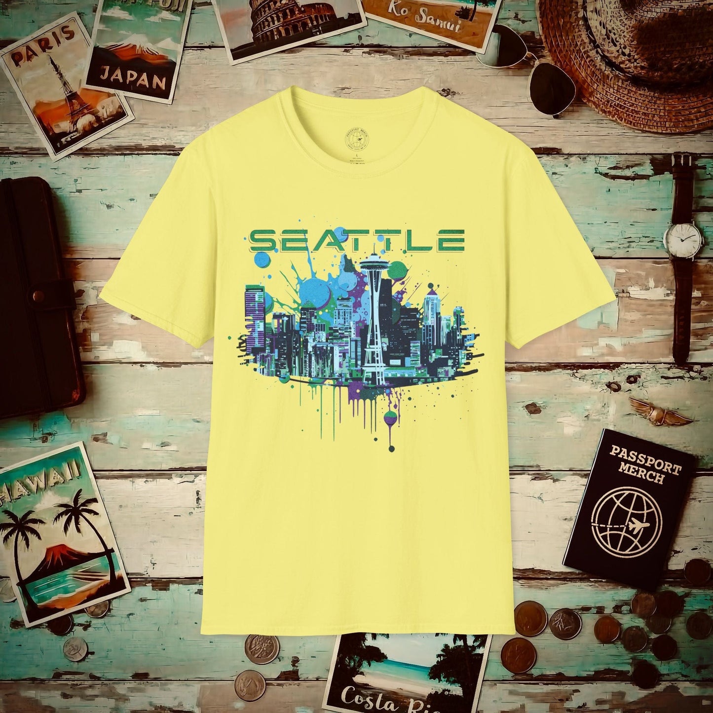 Abstract Space Needle, Seattle Washington T-Shirt Cornsilk / S