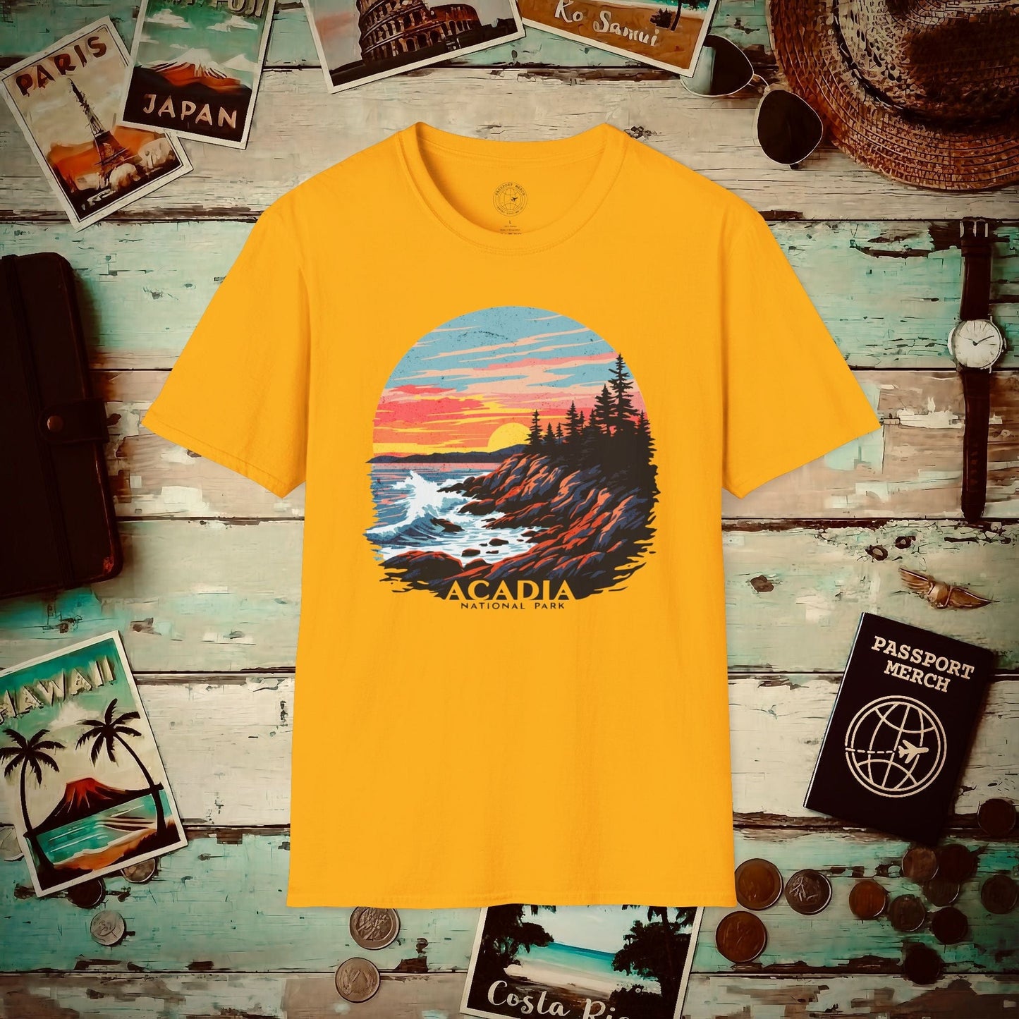 Acadia National Park, Maine T-Shirt Gold / S