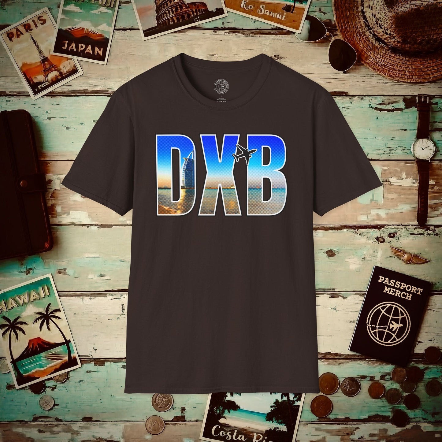 Airport Window Dubai United Arab Emirates DXB T-Shirt Dark Chocolate / S