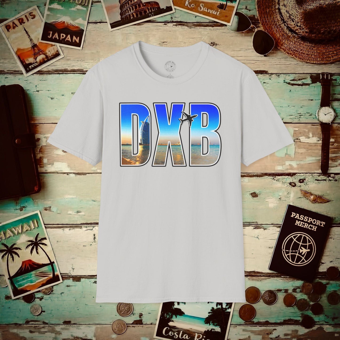 Airport Window Dubai United Arab Emirates DXB T-Shirt Ice Grey / S