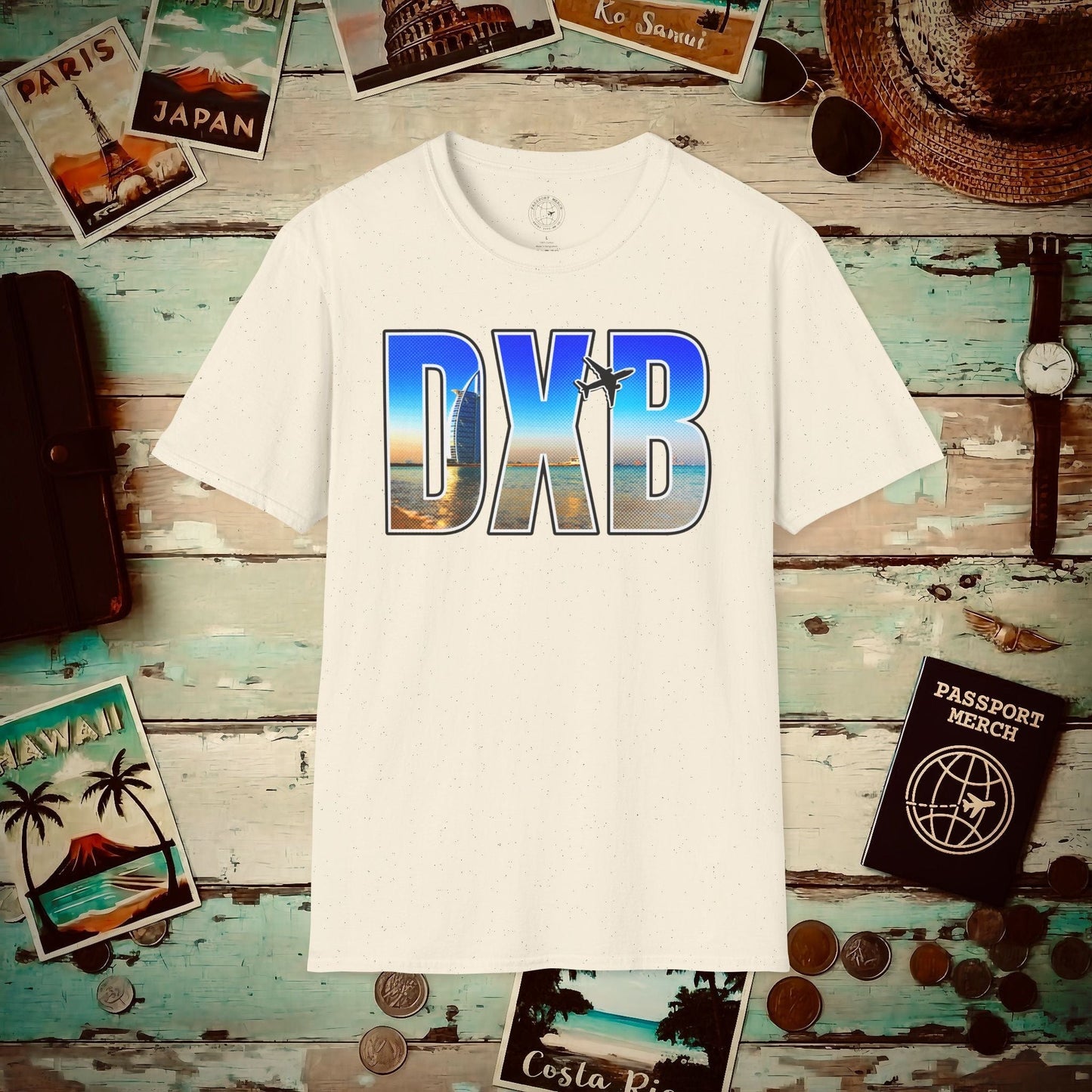 Airport Window Dubai United Arab Emirates DXB T-Shirt Natural / S