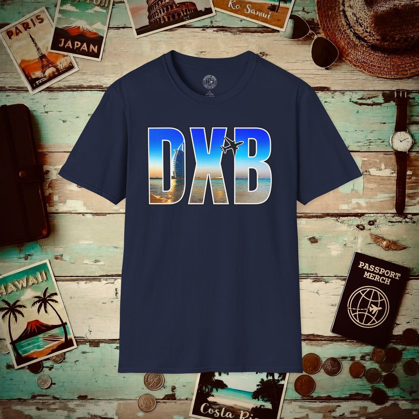 Airport Window Dubai United Arab Emirates DXB T-Shirt Navy / S
