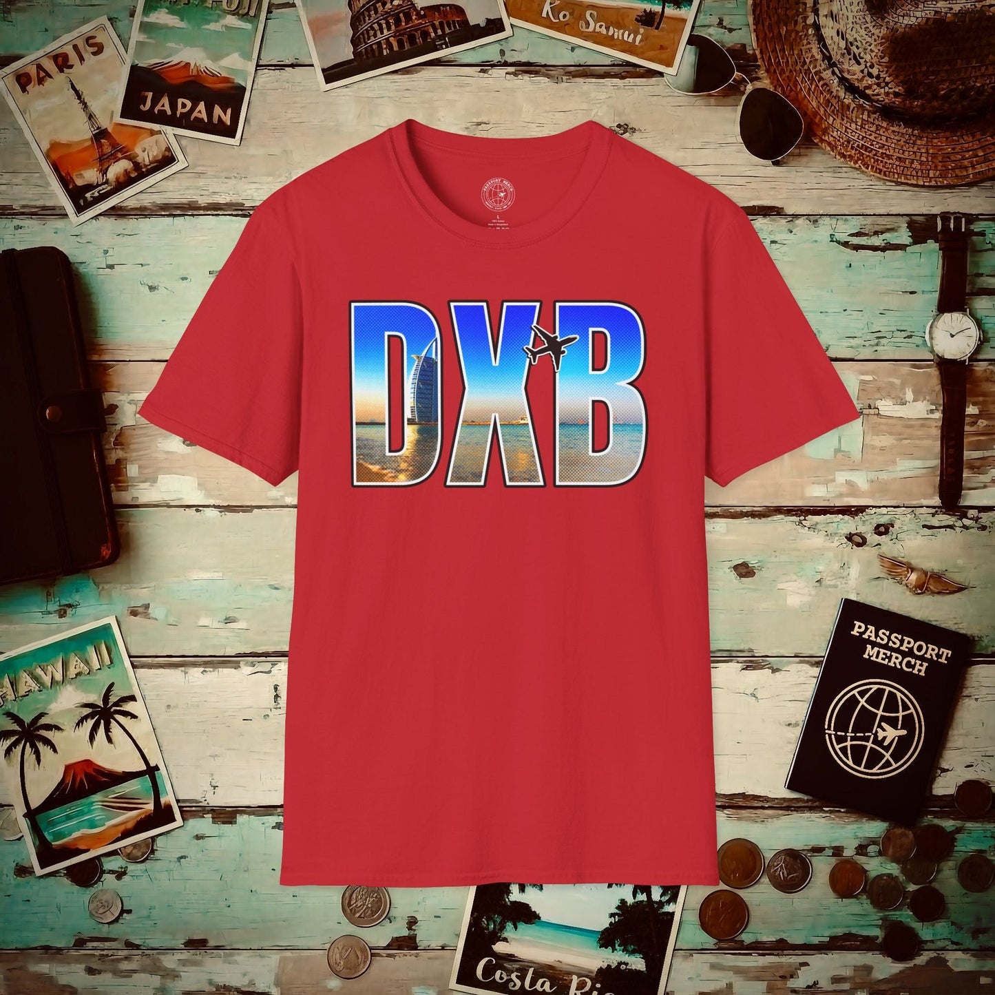 Airport Window Dubai United Arab Emirates DXB T-Shirt Red / S