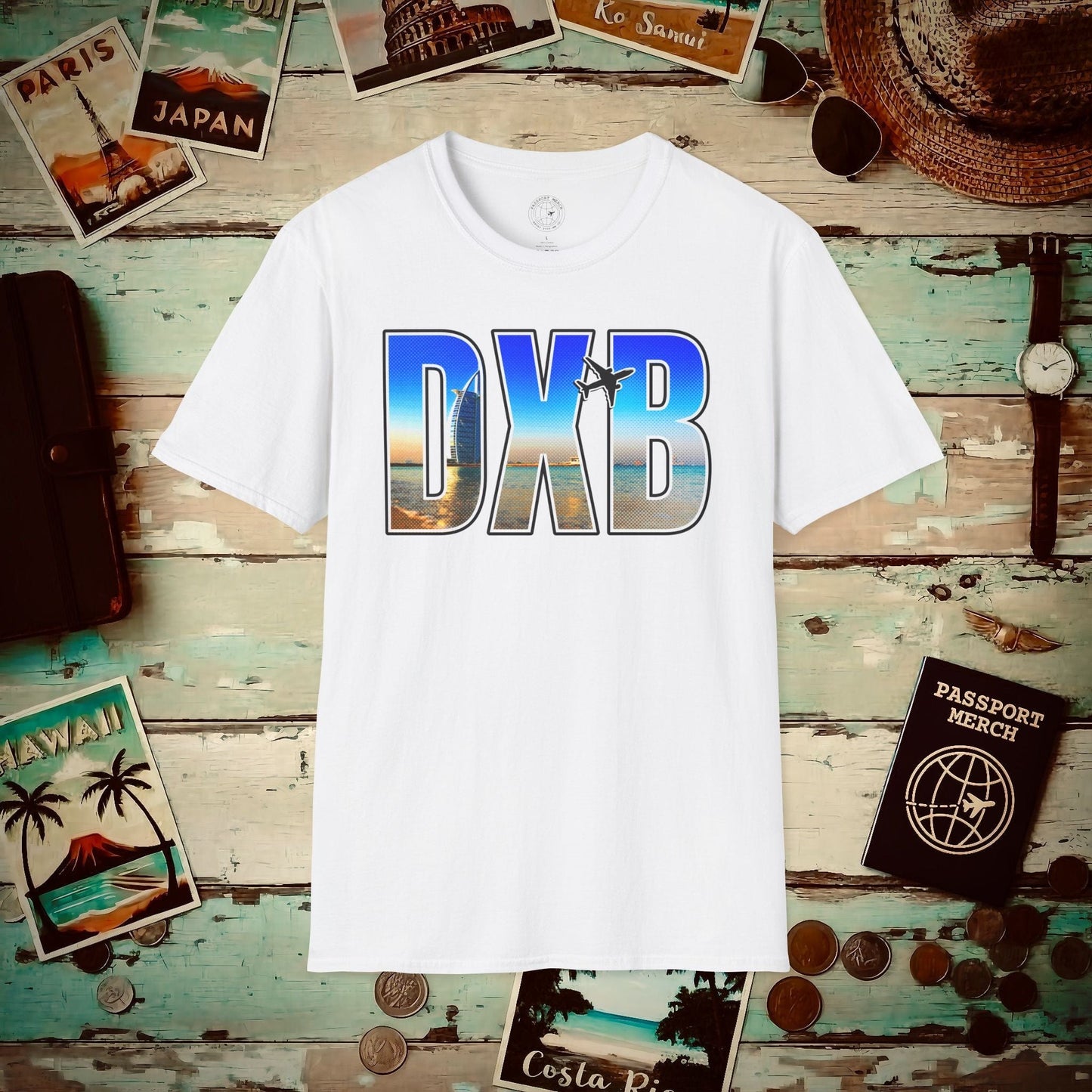 Airport Window Dubai United Arab Emirates DXB T-Shirt White / S