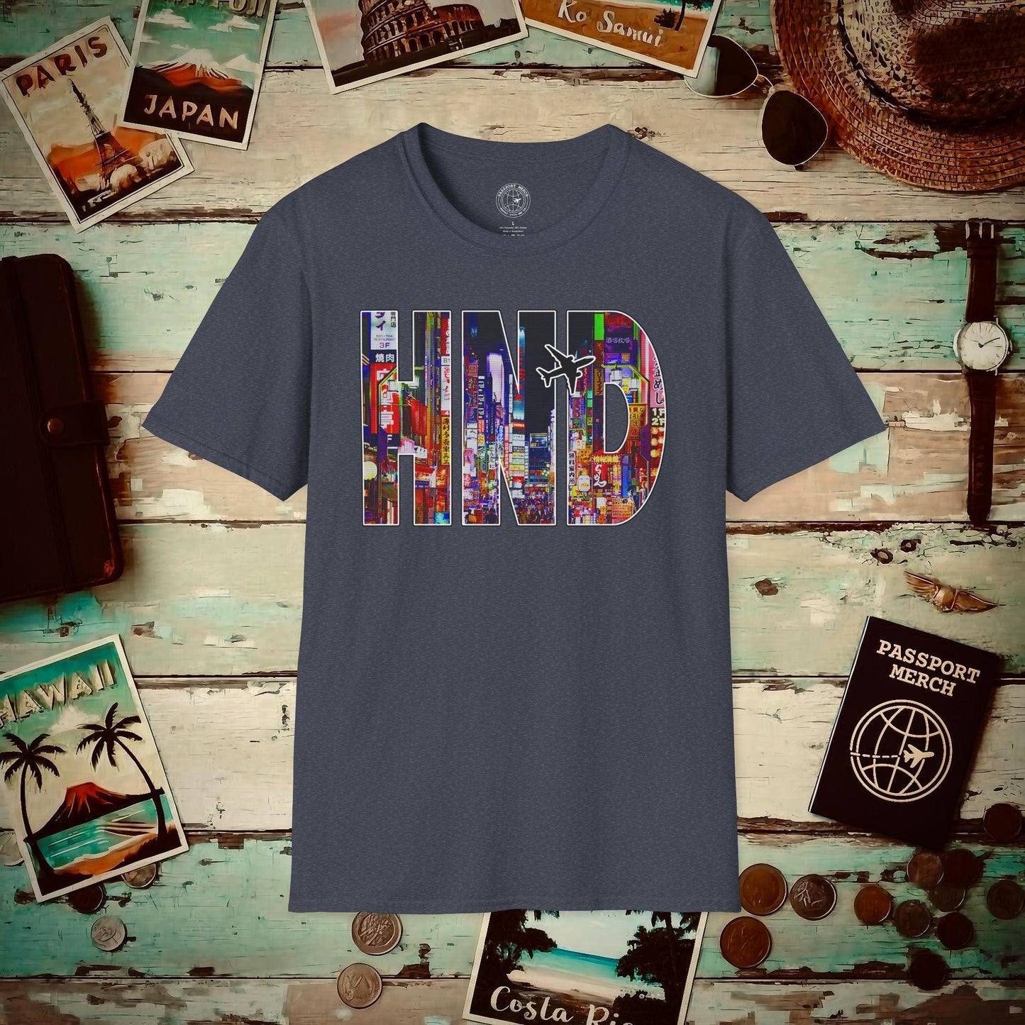Airport Window Haneda Tokyo Japan HND T-Shirt Heather Navy / S