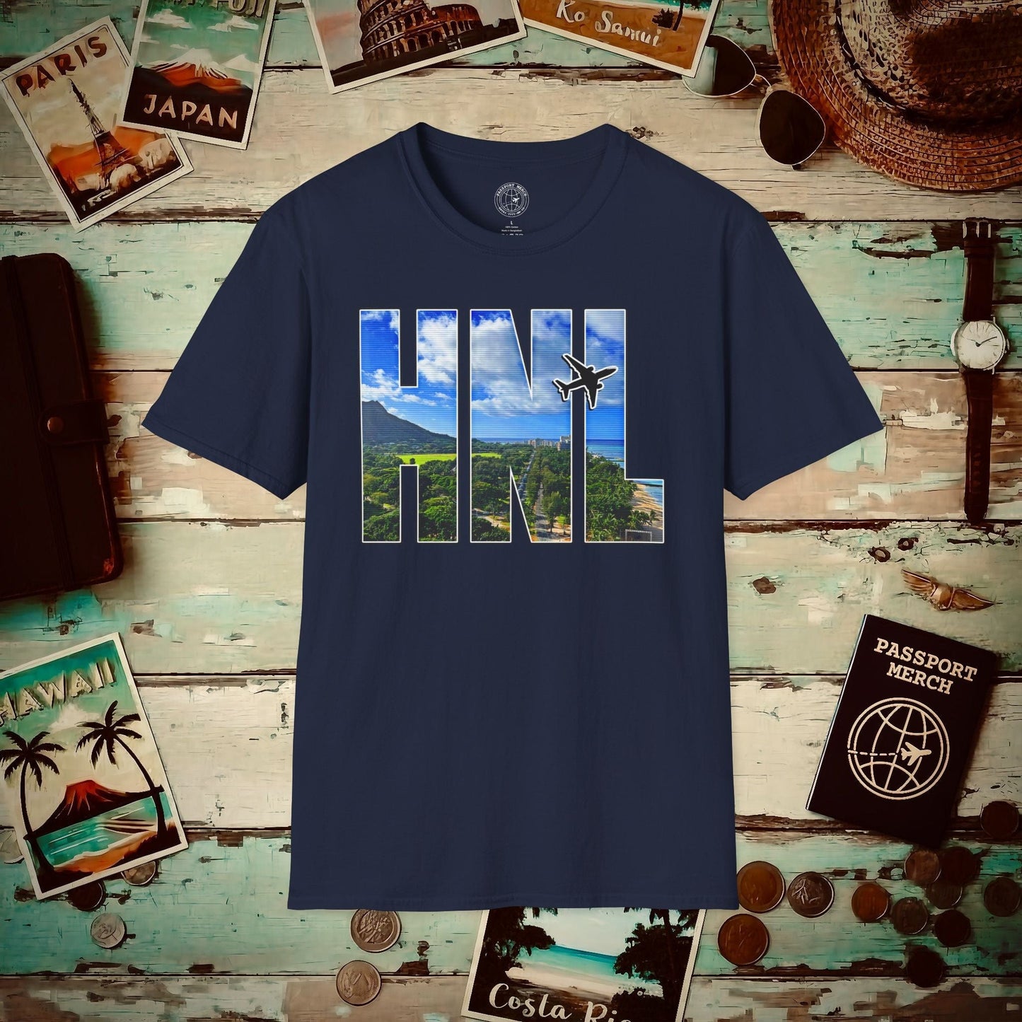 Airport Window Honolulu Oahu Hawaii HNL T-Shirt Navy / S