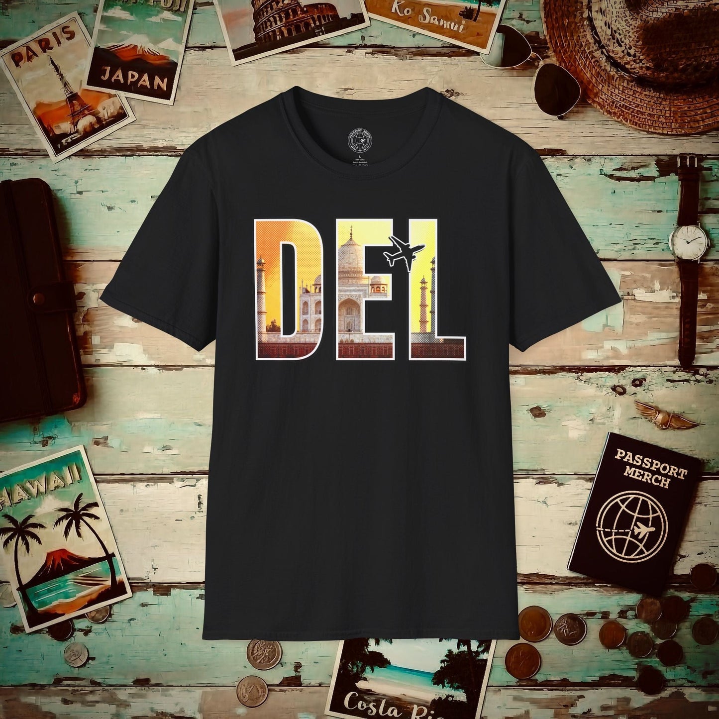 Airport Window New Delhi India DEL T-Shirt Black / S