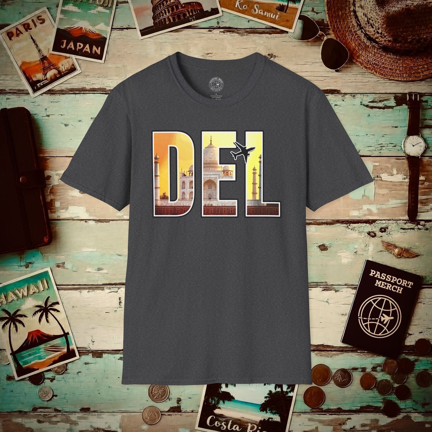 Airport Window New Delhi India DEL T-Shirt Dark Heather / S