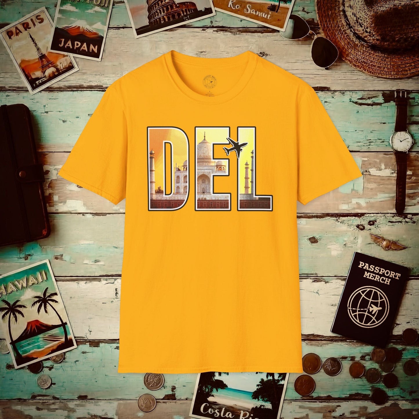 Airport Window New Delhi India DEL T-Shirt Gold / S