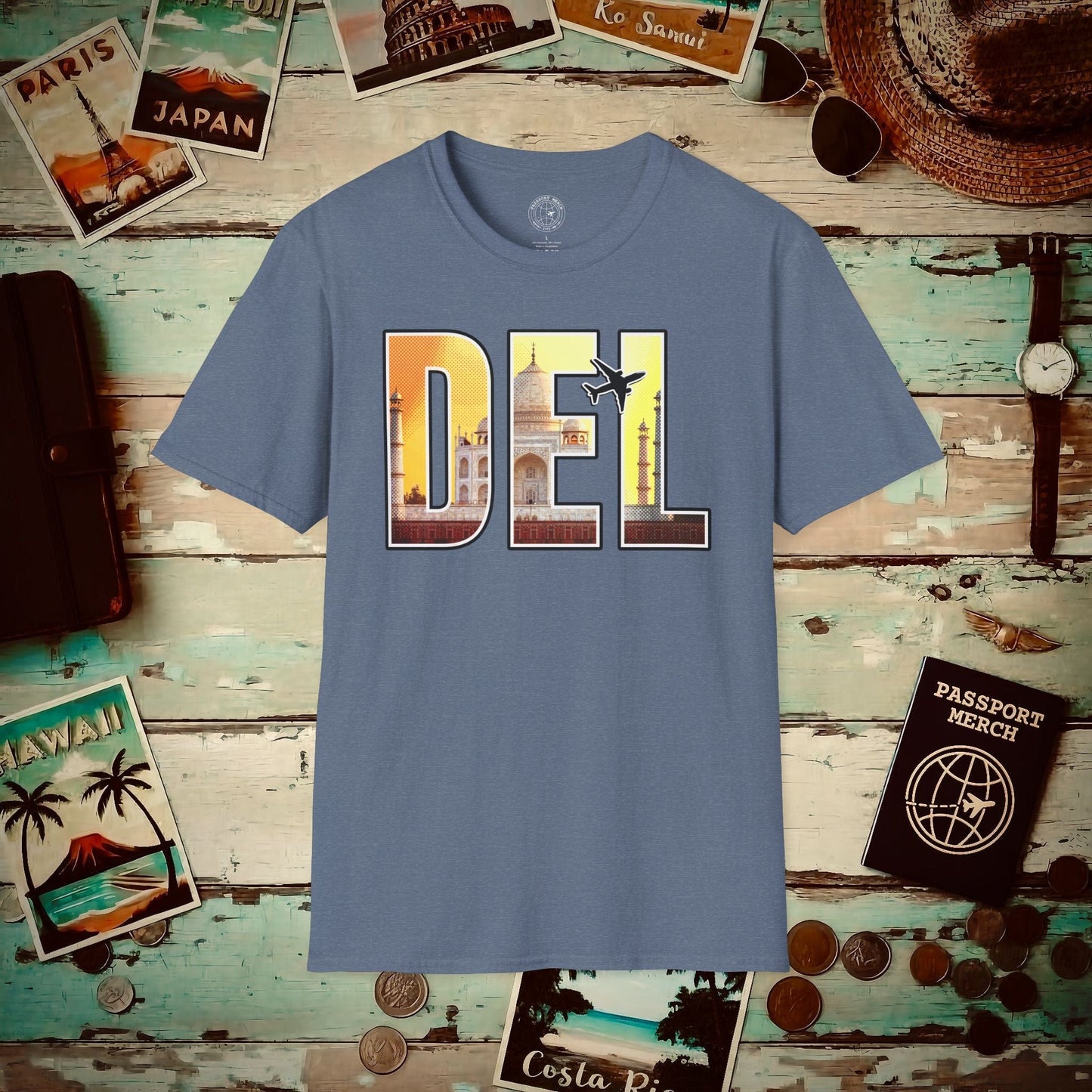 Airport Window New Delhi India DEL T-Shirt Heather Indigo / S