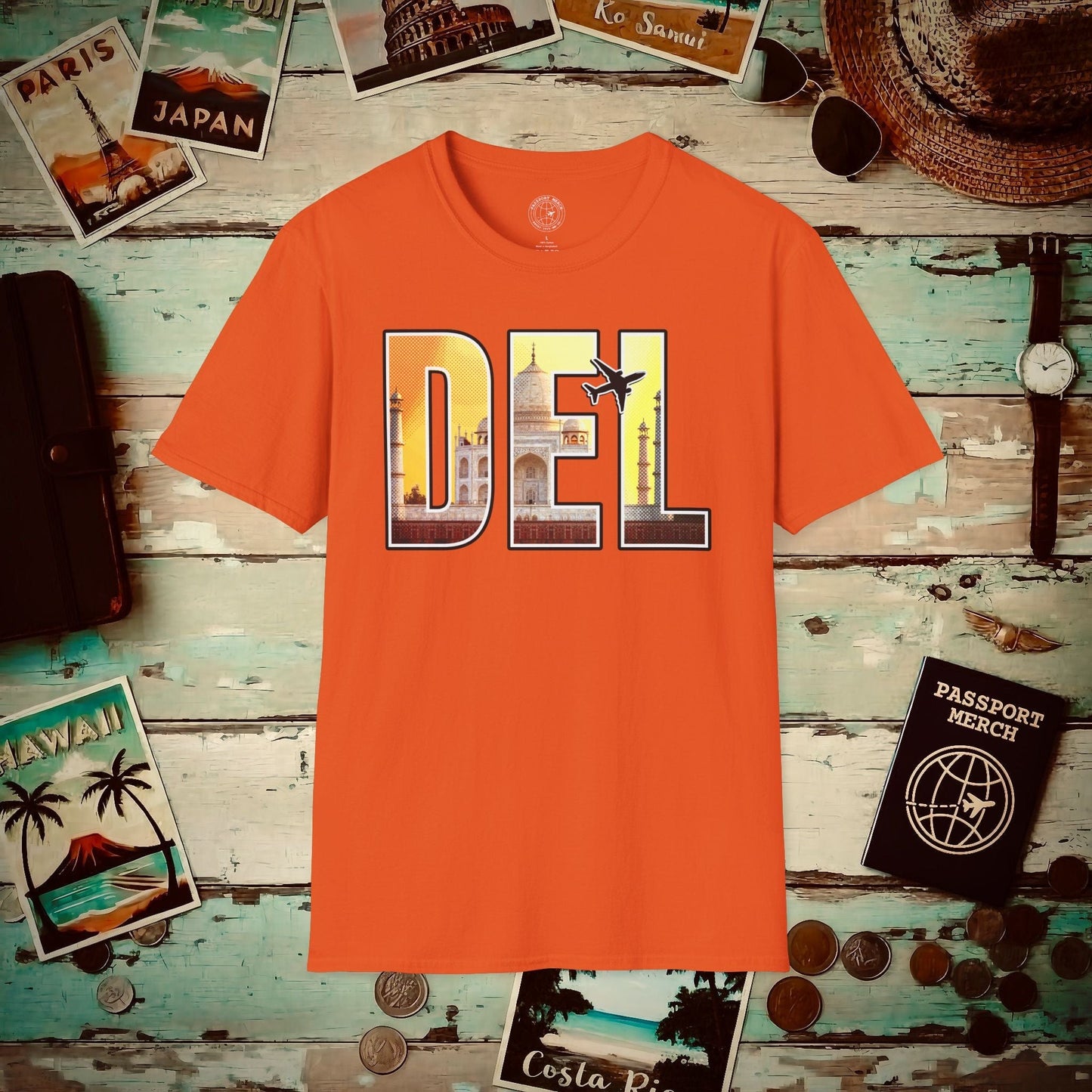 Airport Window New Delhi India DEL T-Shirt Orange / S