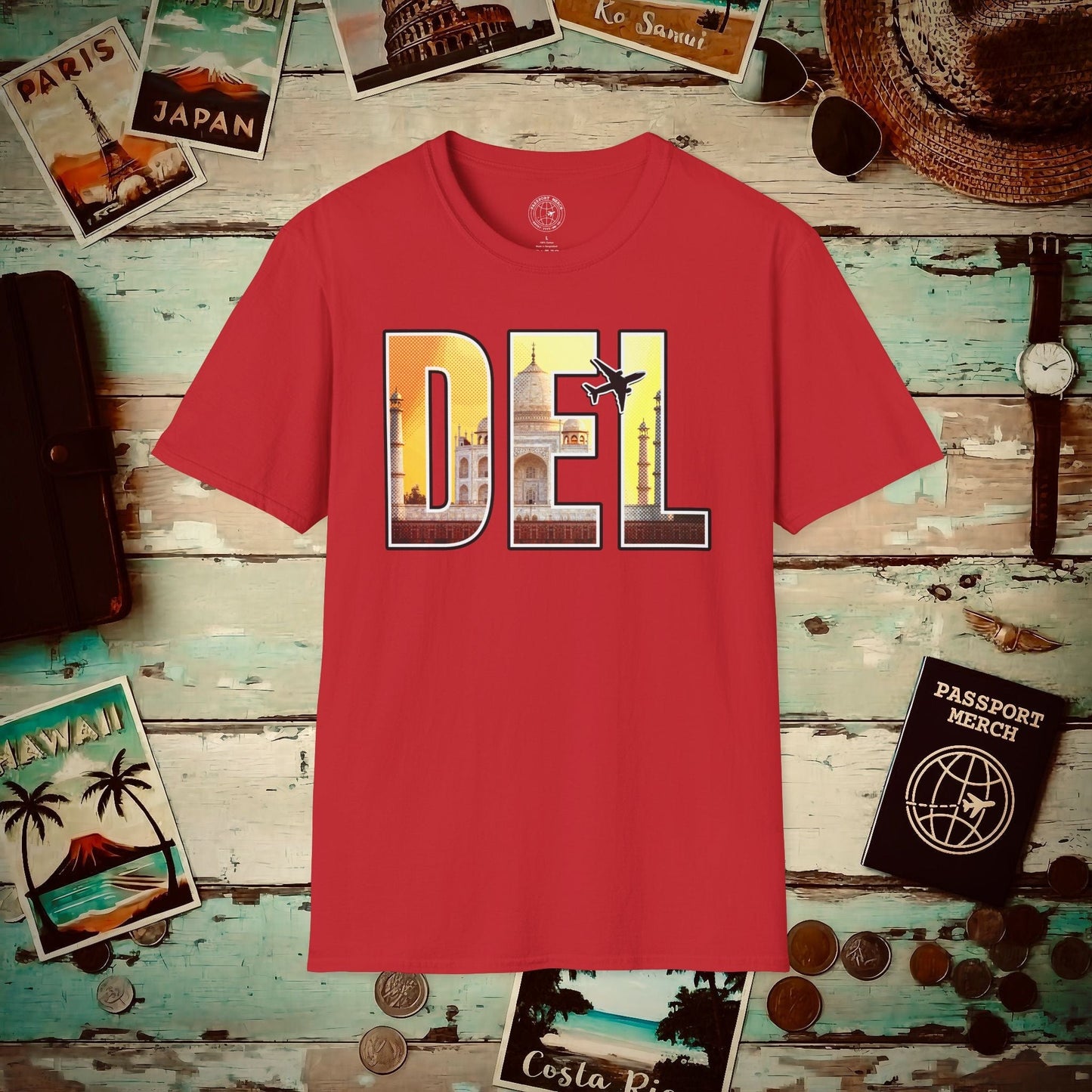 Airport Window New Delhi India DEL T-Shirt Red / S