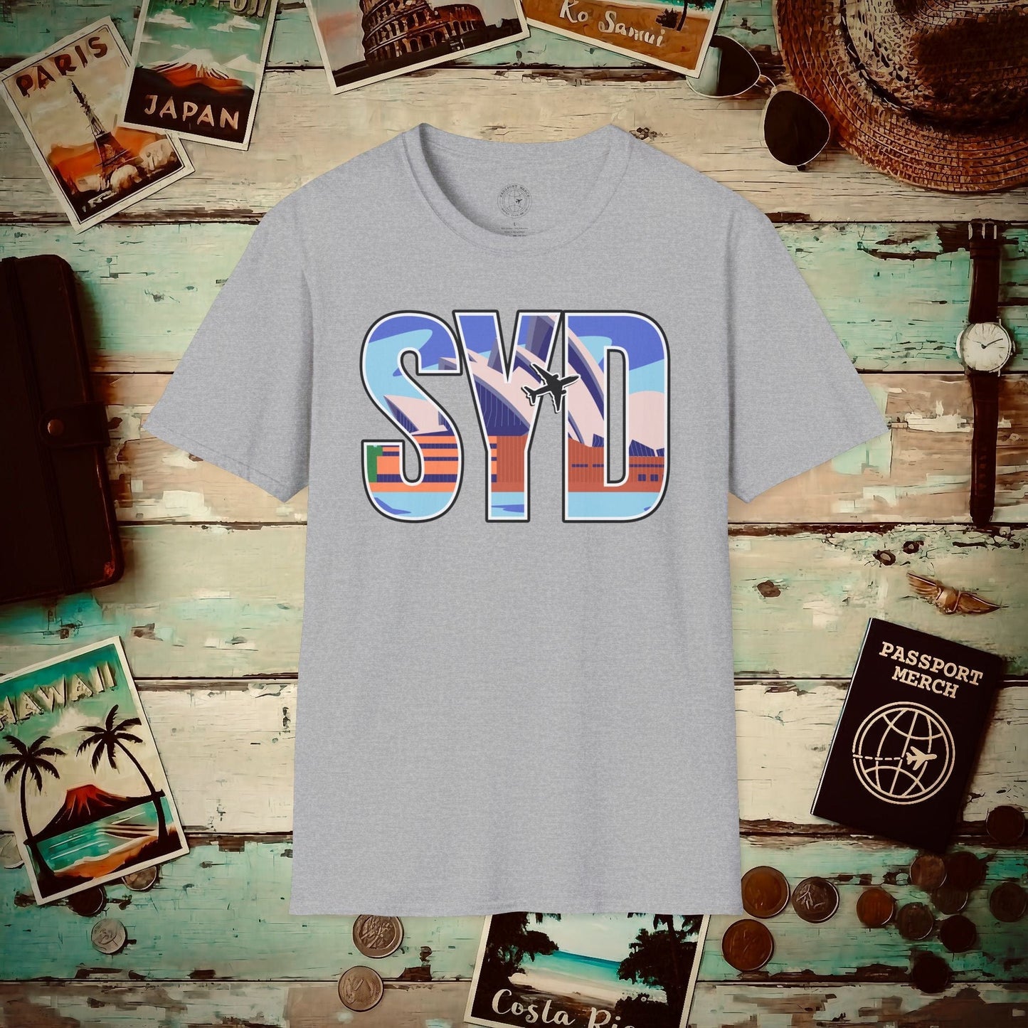 Airport Window Sydney Australia SYD T-Shirt Sport Grey / S