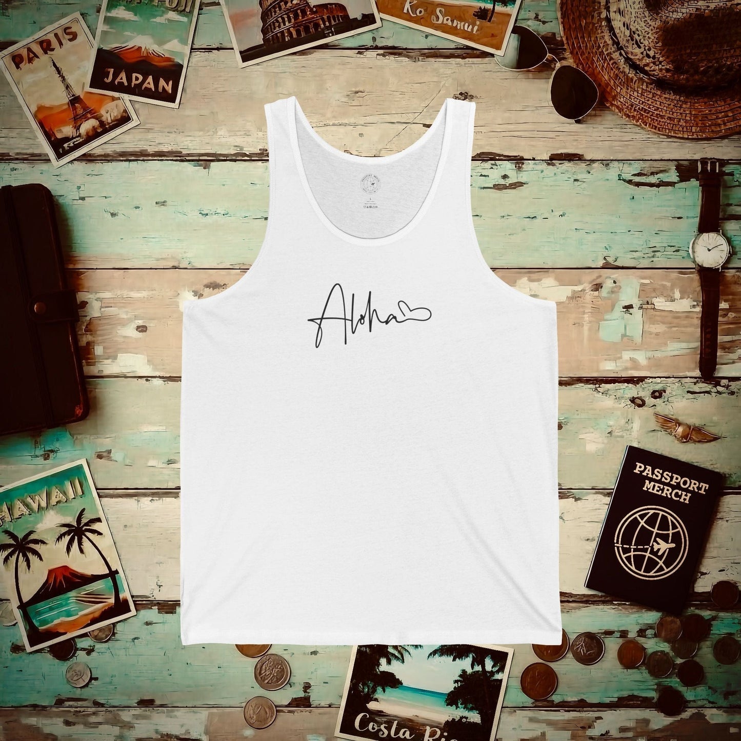 Aloha Heart Signature, Hawaii Tank Top White / XS