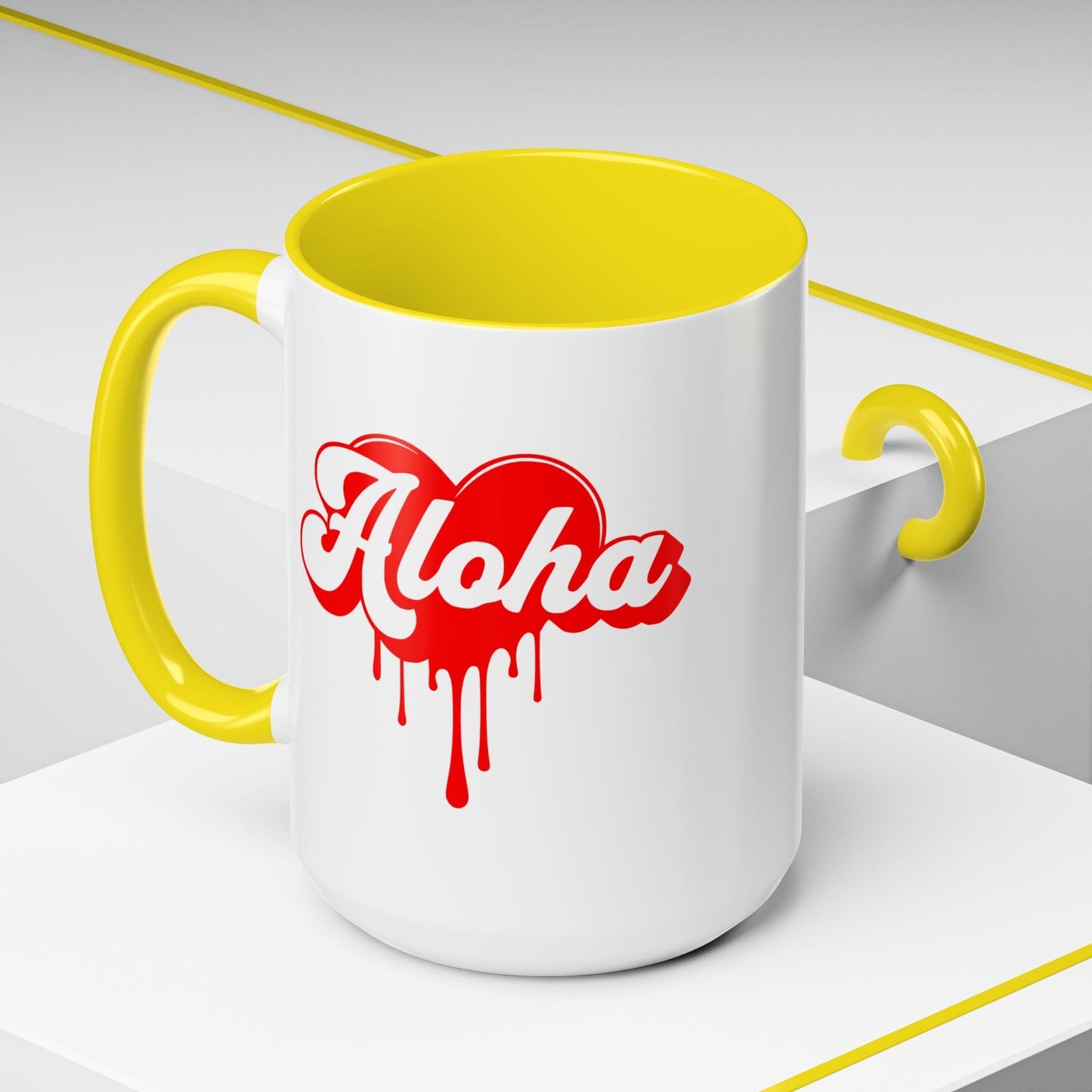 Aloha Melting Heart, Hawaii 15oz Mug Yellow / 15oz