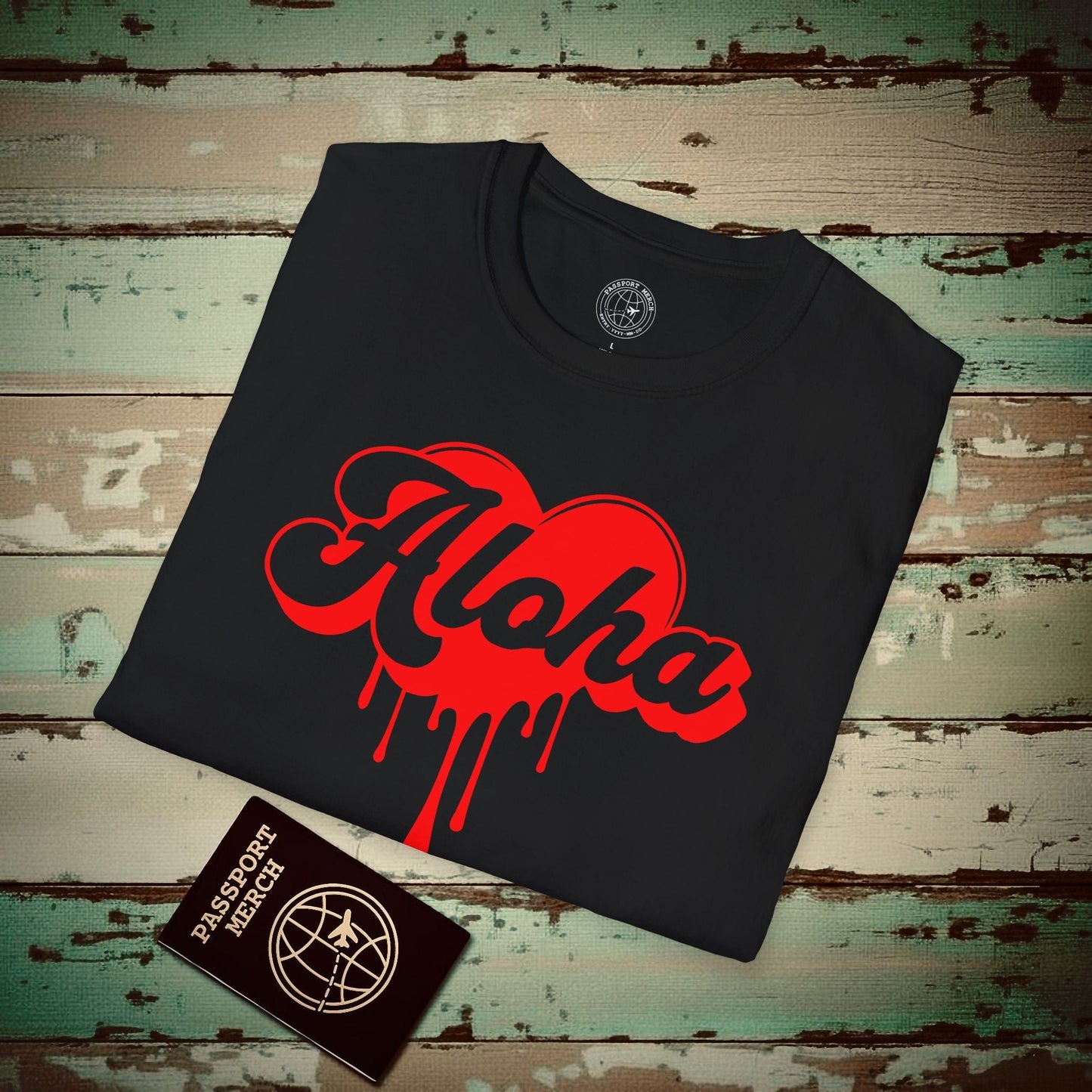 Aloha Melting Heart, Hawaii T-Shirt Black / S