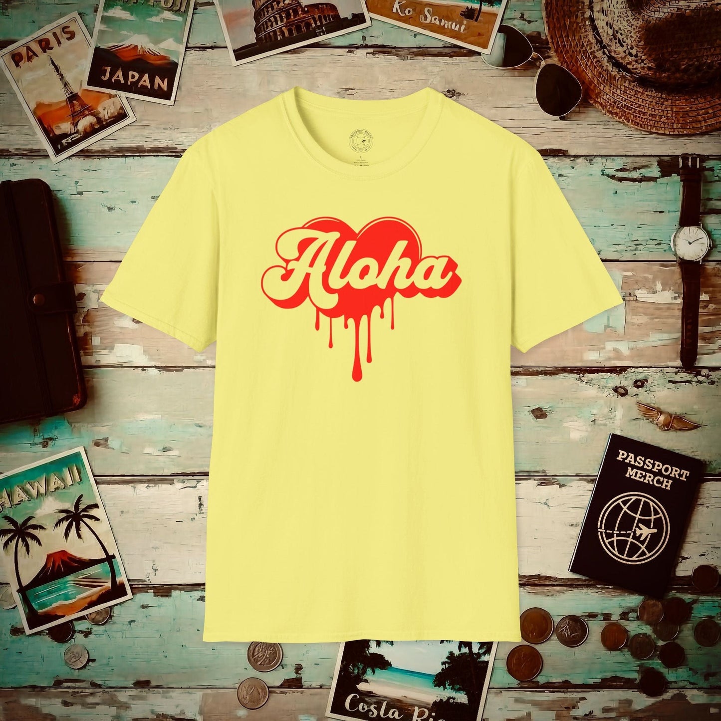 Aloha Melting Heart, Hawaii T-Shirt Cornsilk / S