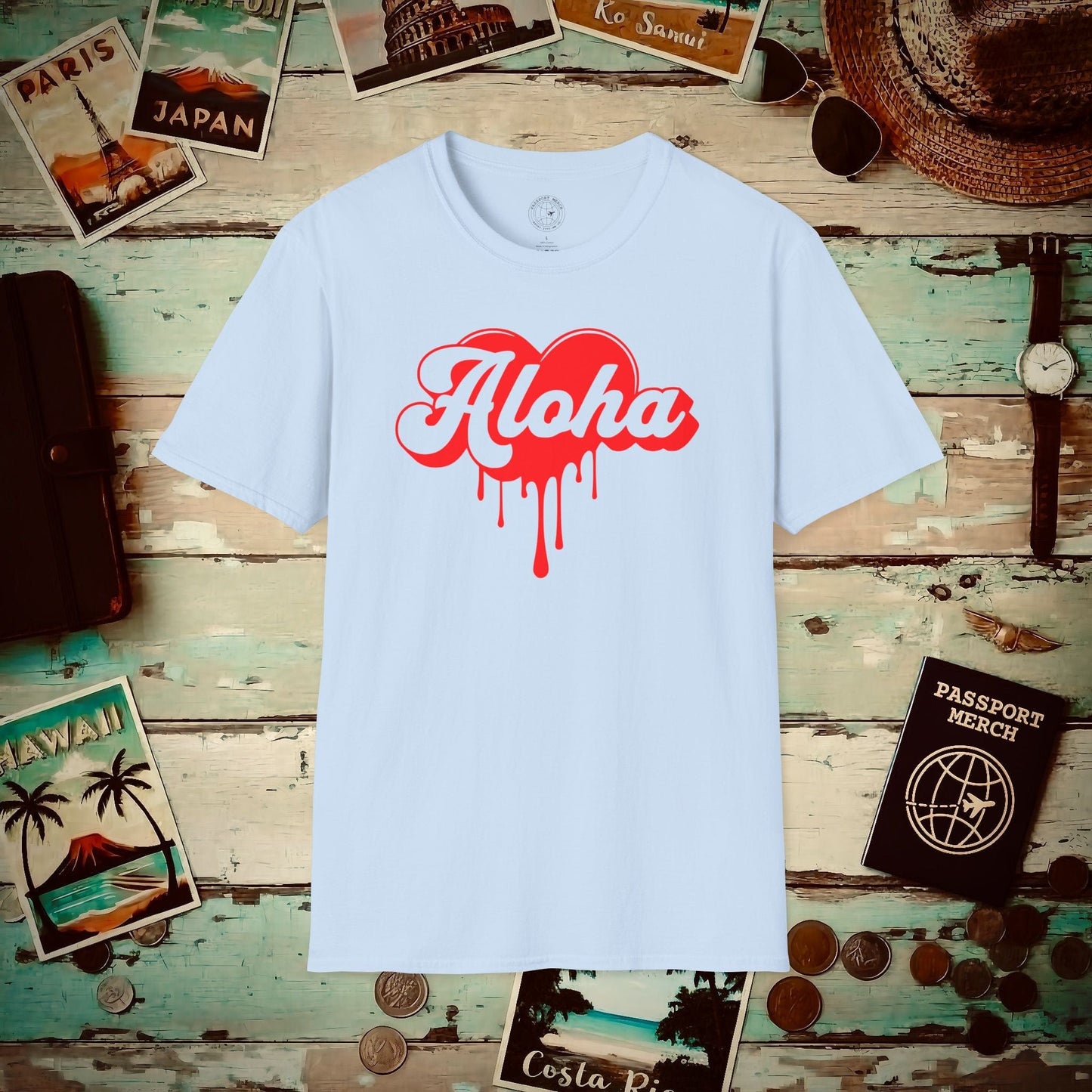 Aloha Melting Heart, Hawaii T-Shirt Light Blue / S