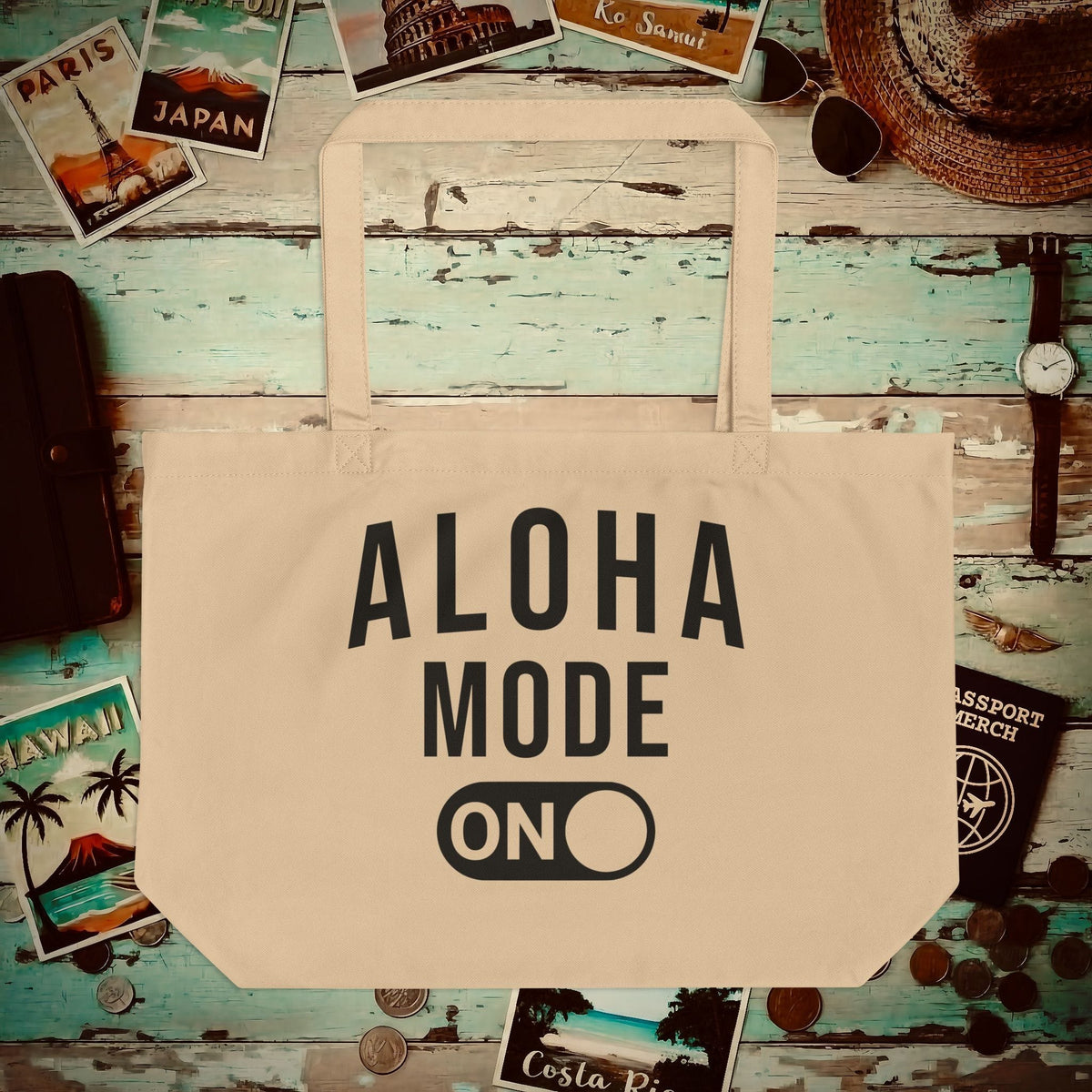 Aloha Mode ON, Hawaii Organic Tote Oyster / One size