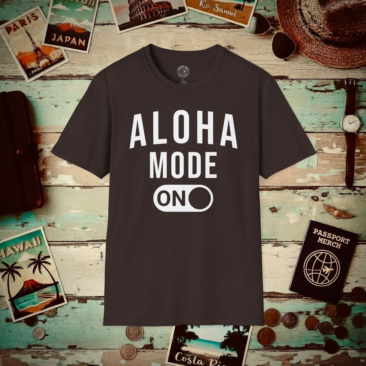 Aloha Mode ON, Hawaii T-Shirt Dark Chocolate / S