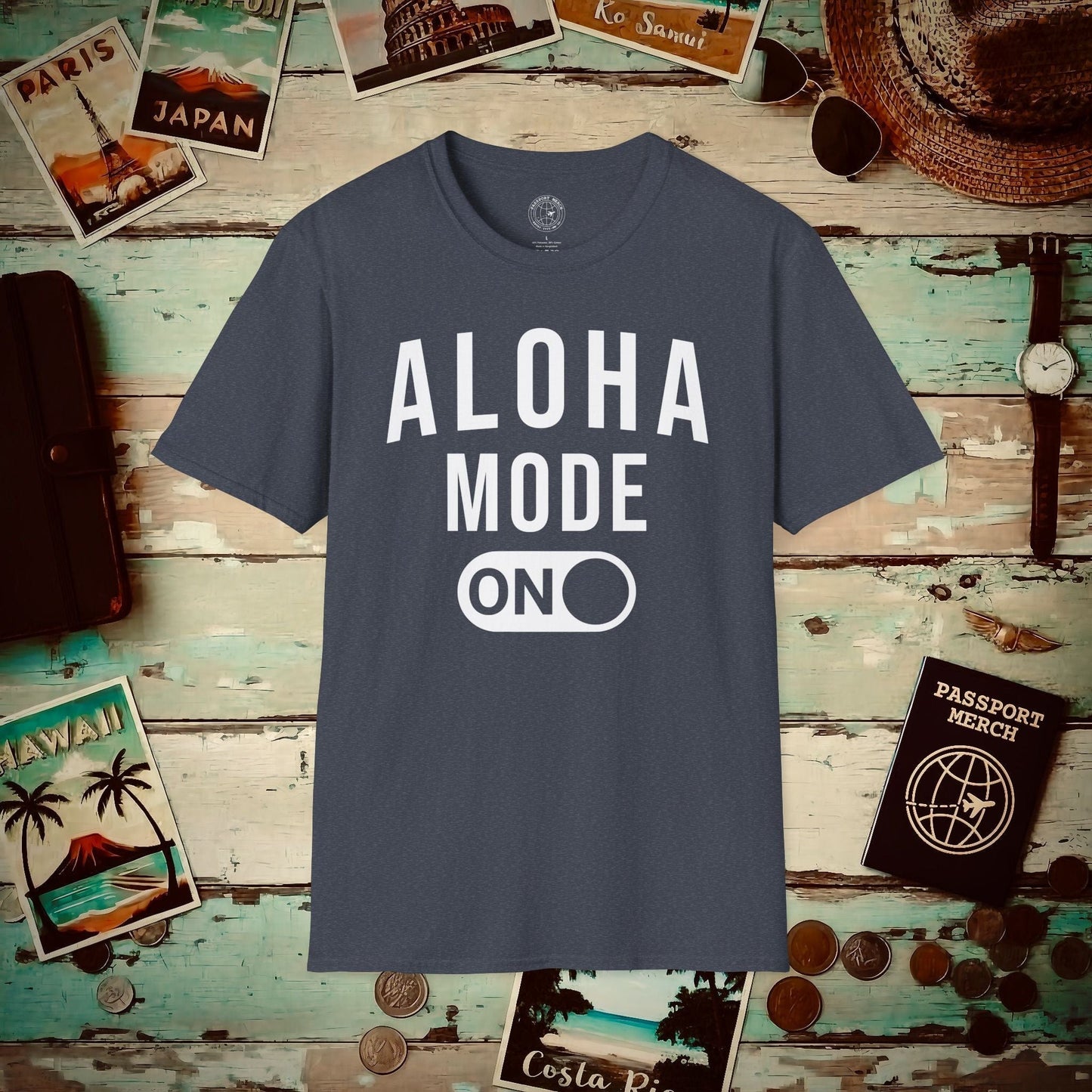 Aloha Mode ON, Hawaii T-Shirt Heather Navy / S
