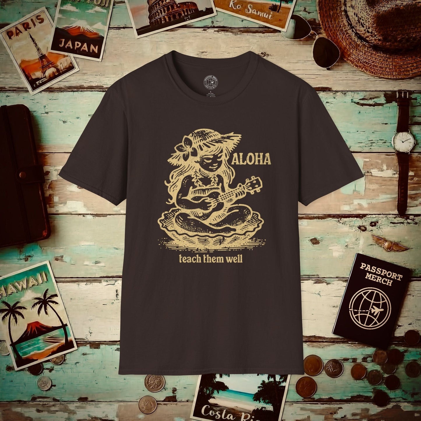 Aloha, Teach Them Well, Hawaii T-Shirt Dark Chocolate / S