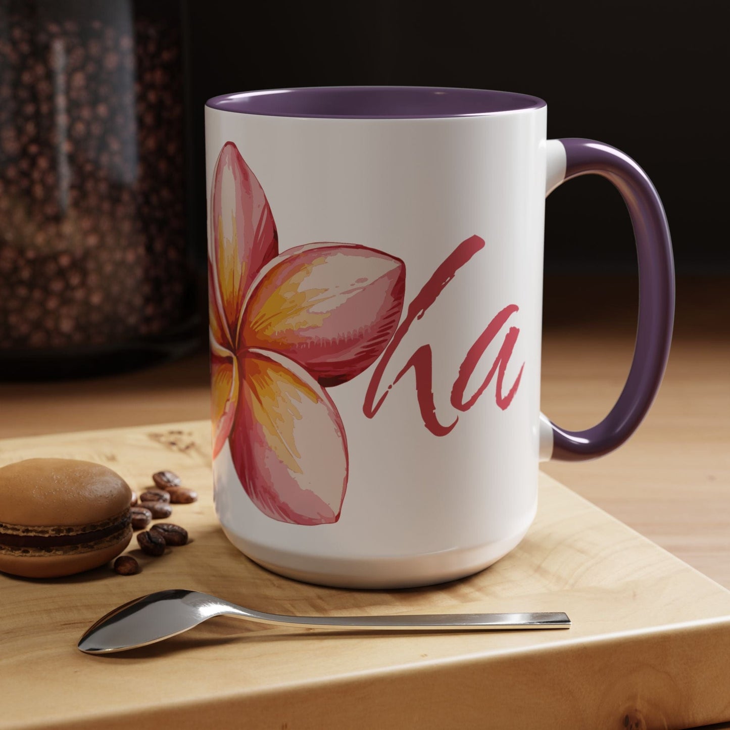 Aloha Watercolor Plumeria, Hawaii 15oz Mug Purple / 15oz