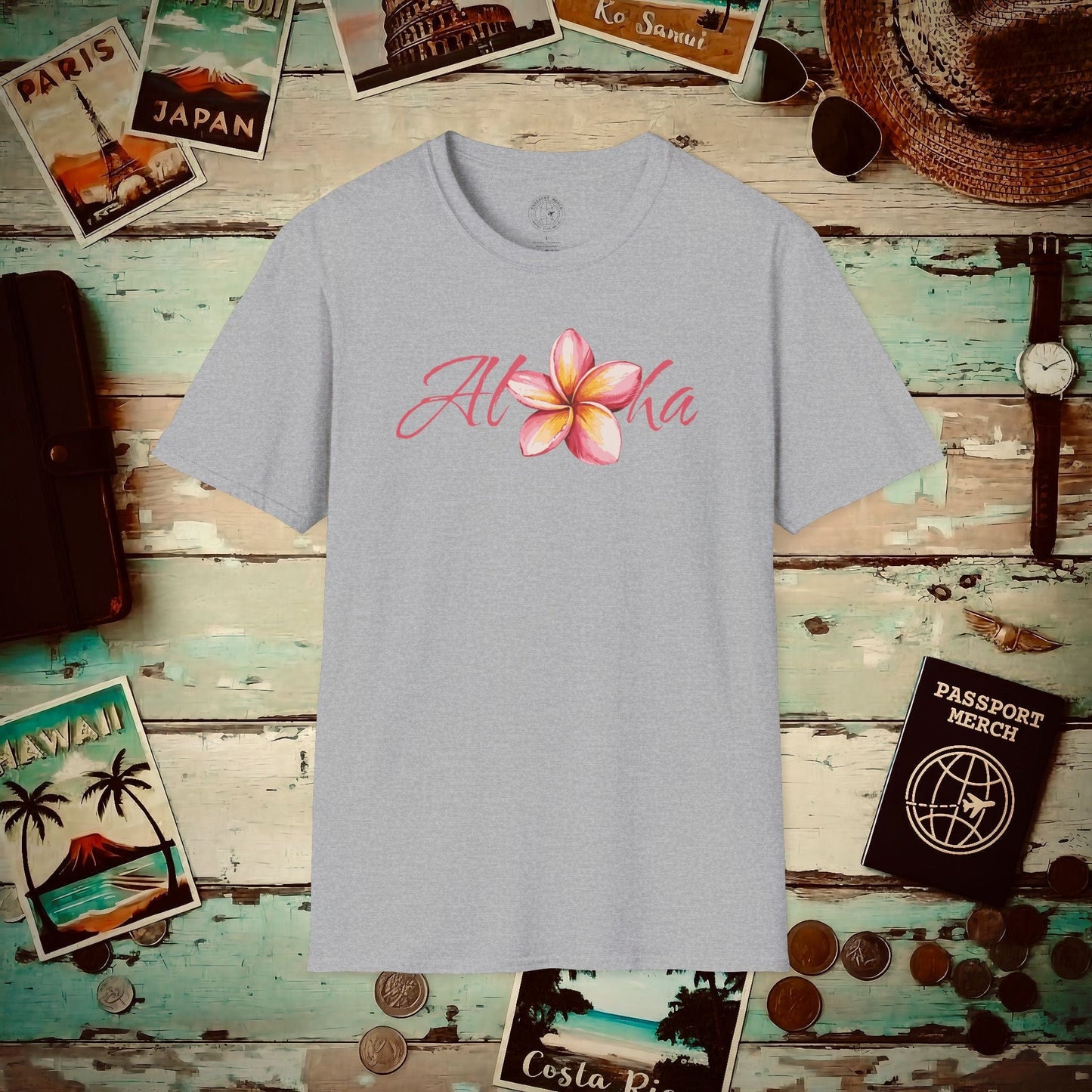 Aloha Watercolor Plumeria, Hawaii T-Shirt Sport Grey / S