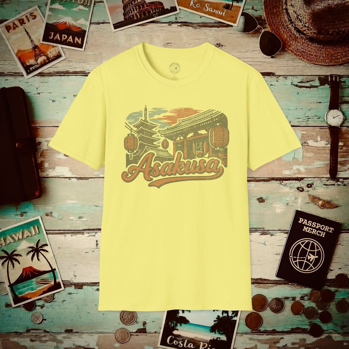Asakusa, Japan - 80's Vintage T-Shirt Cornsilk / S