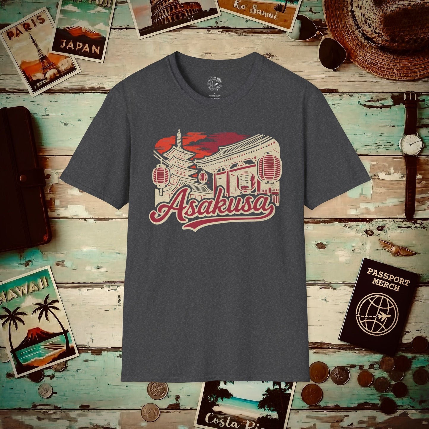 Asakusa, Japan - 80's Vintage T-Shirt Dark Heather / S