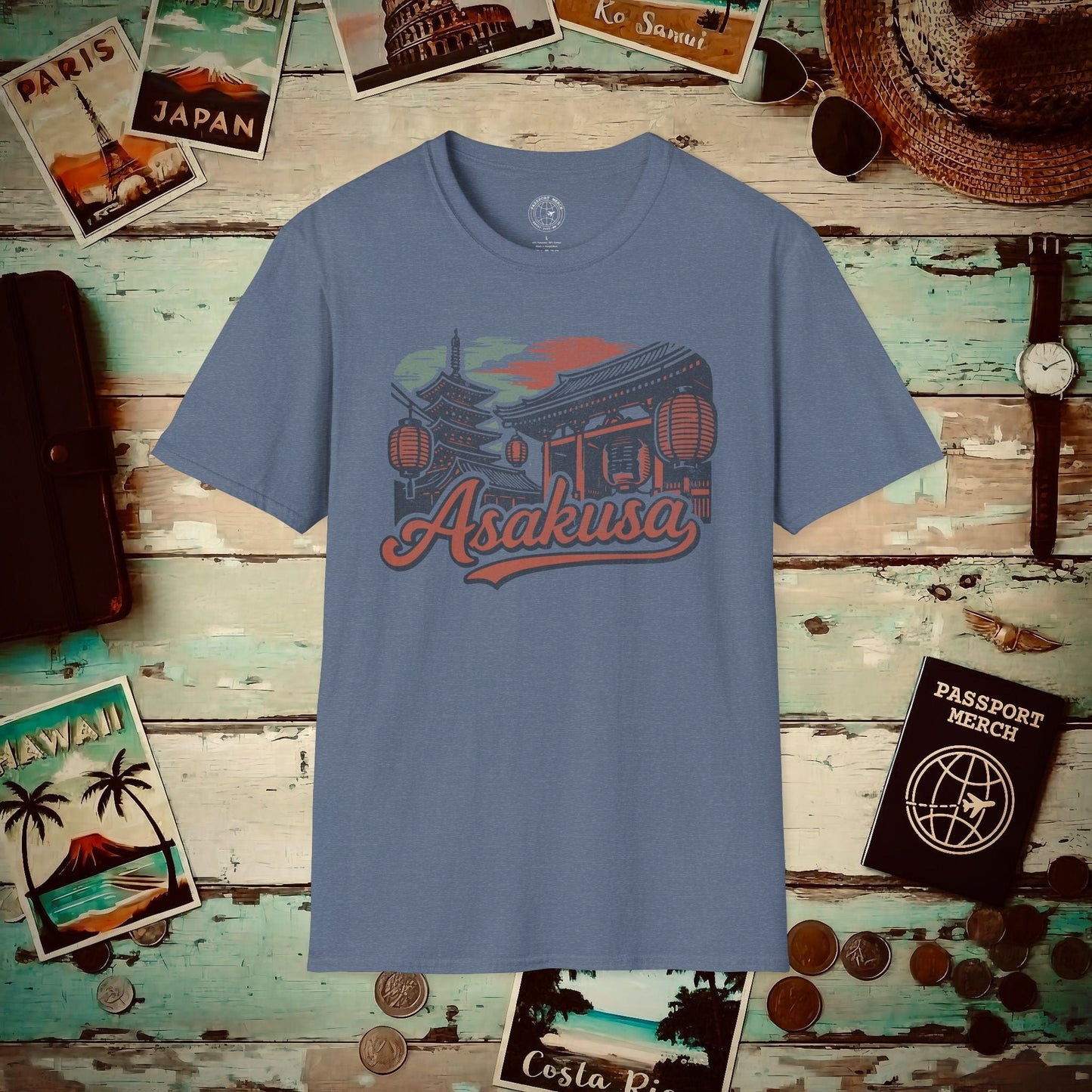 Asakusa, Japan - 80's Vintage T-Shirt Heather Indigo / S