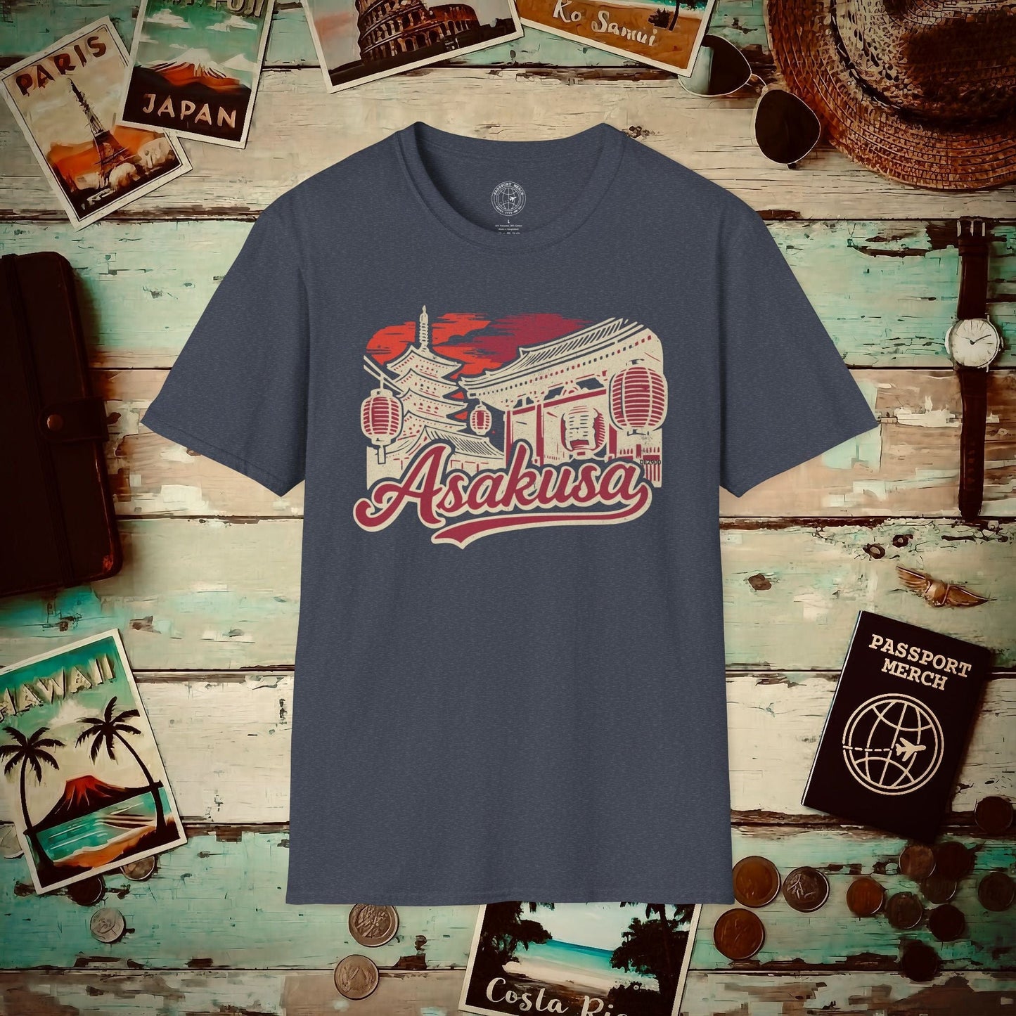 Asakusa, Japan - 80's Vintage T-Shirt Heather Navy / S