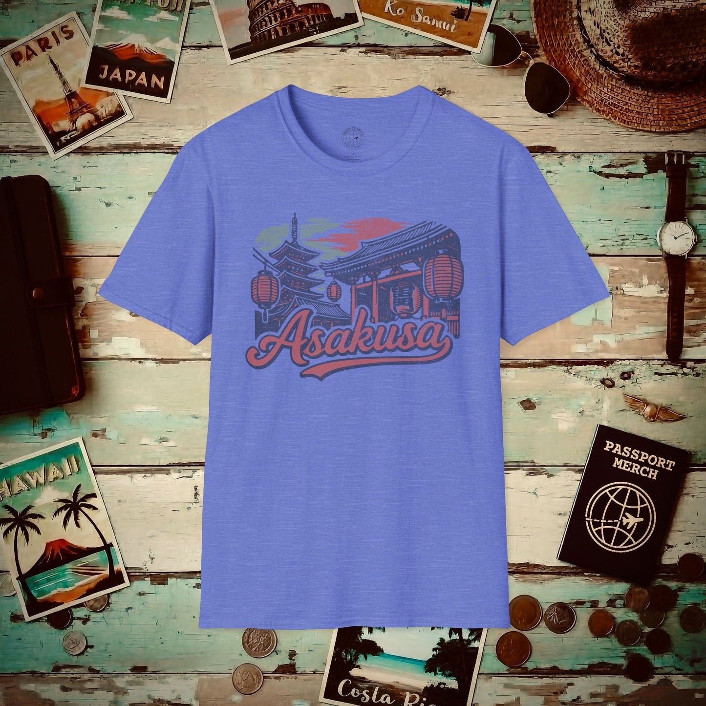 Asakusa, Japan - 80's Vintage T-Shirt Heather Royal / S