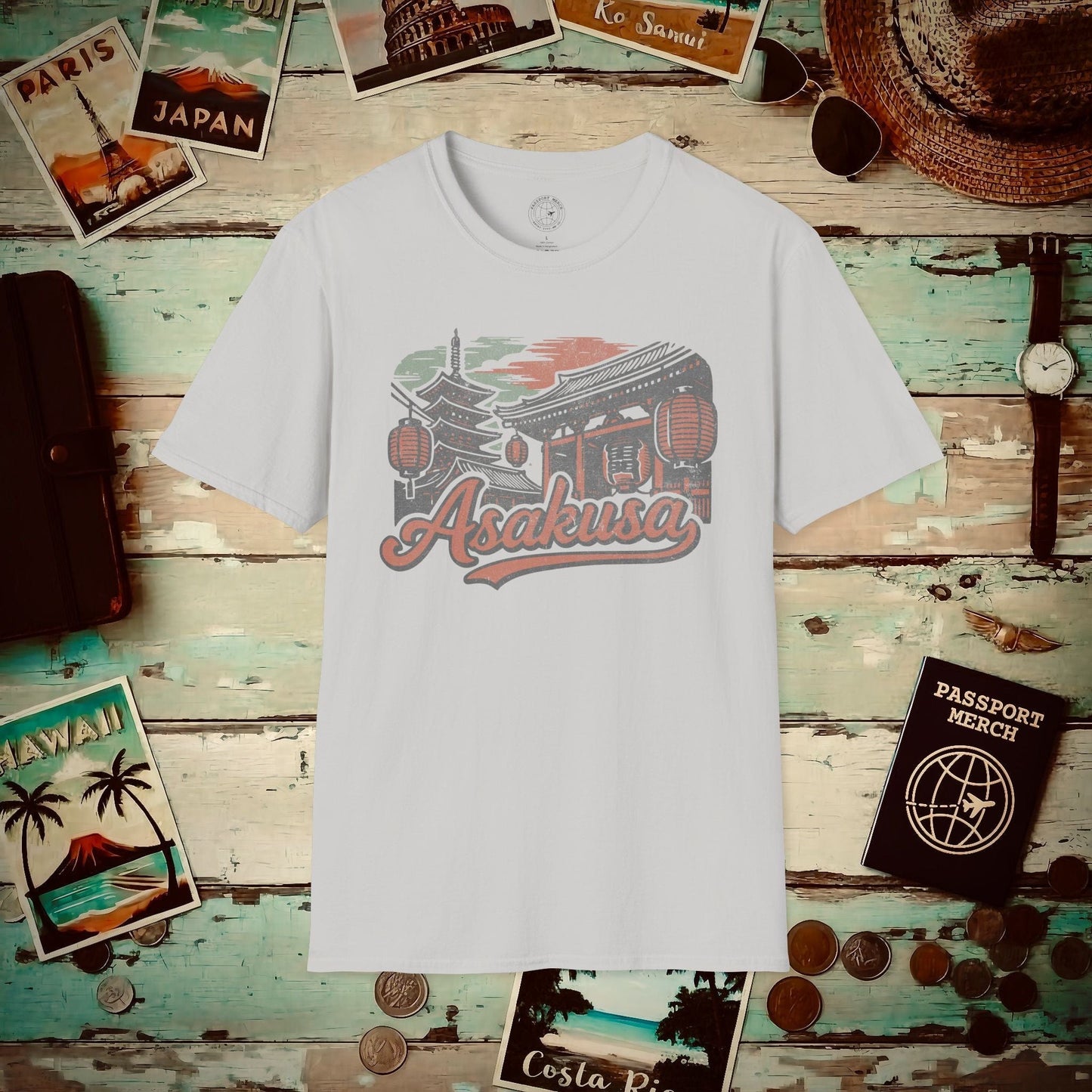 Asakusa, Japan - 80's Vintage T-Shirt Ice Grey / S