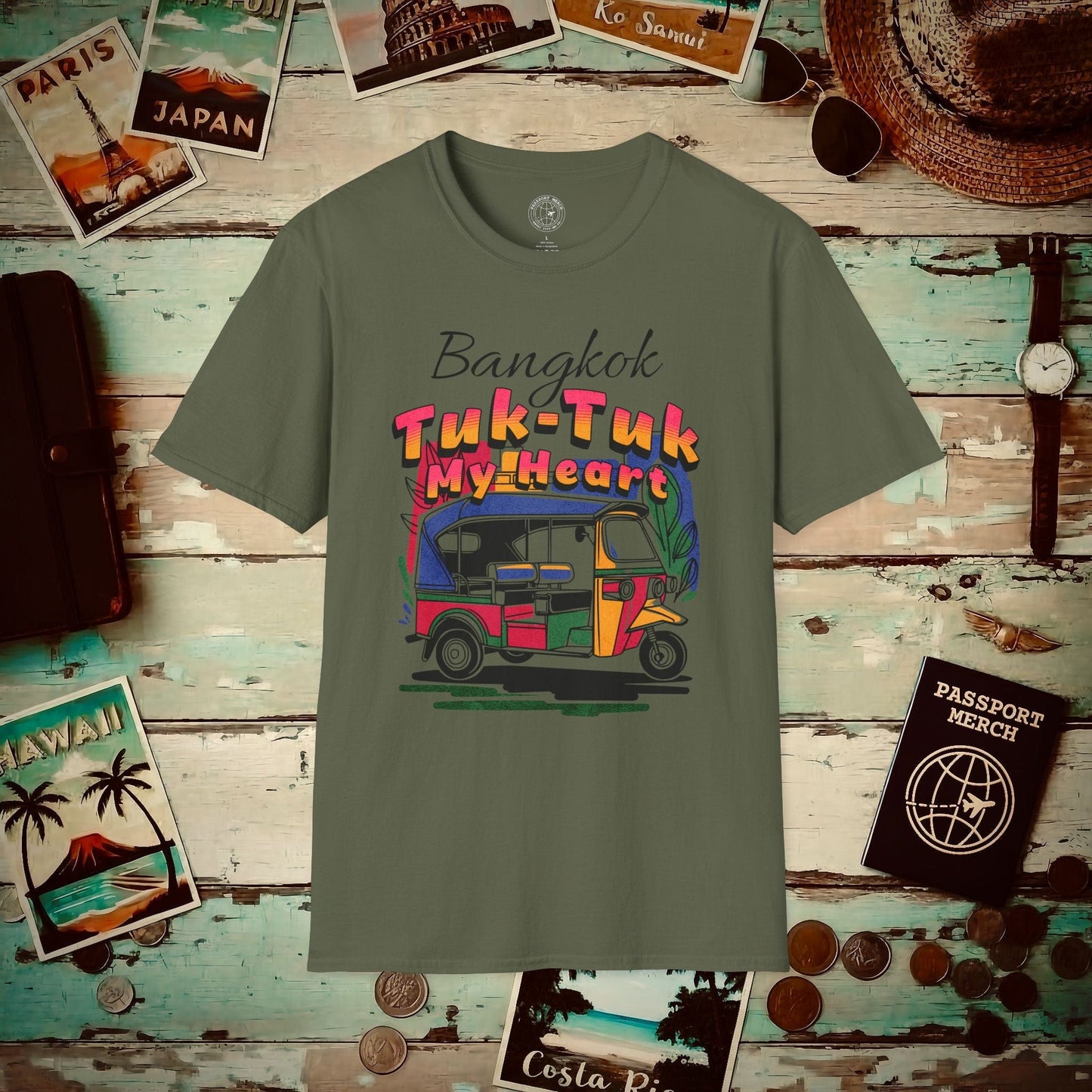 Bangkok Tuk-Tuk My Heart Thailand T-Shirt Military Green / S