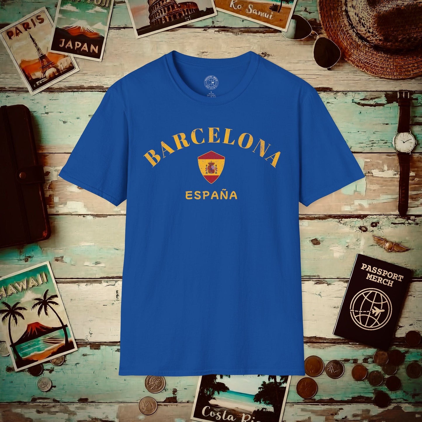 Barcelona with Coat of Arms Spain T-Shirt Royal / S