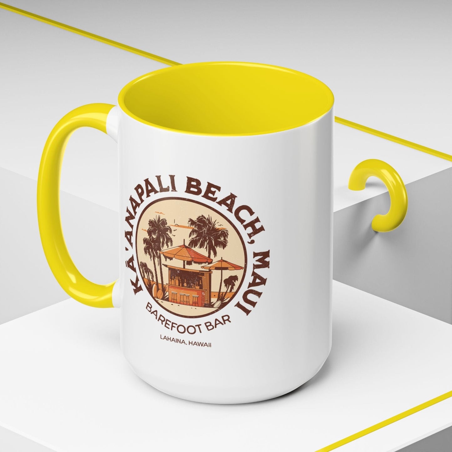 Barefoot Bar, Kaanapali Beach Hawaii 15oz Mug Yellow / 15oz