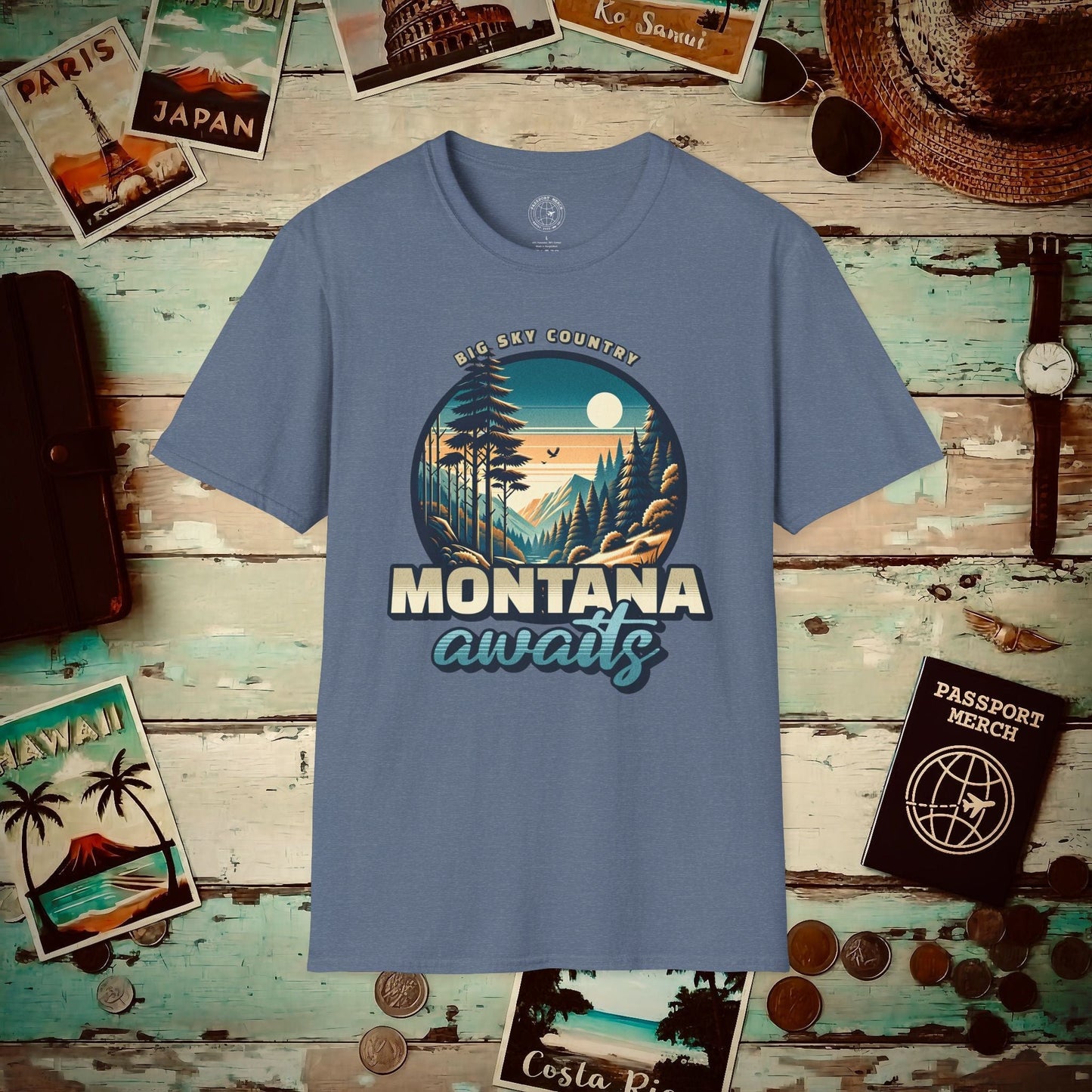Big Sky Country Montana T-Shirt Heather Indigo / S